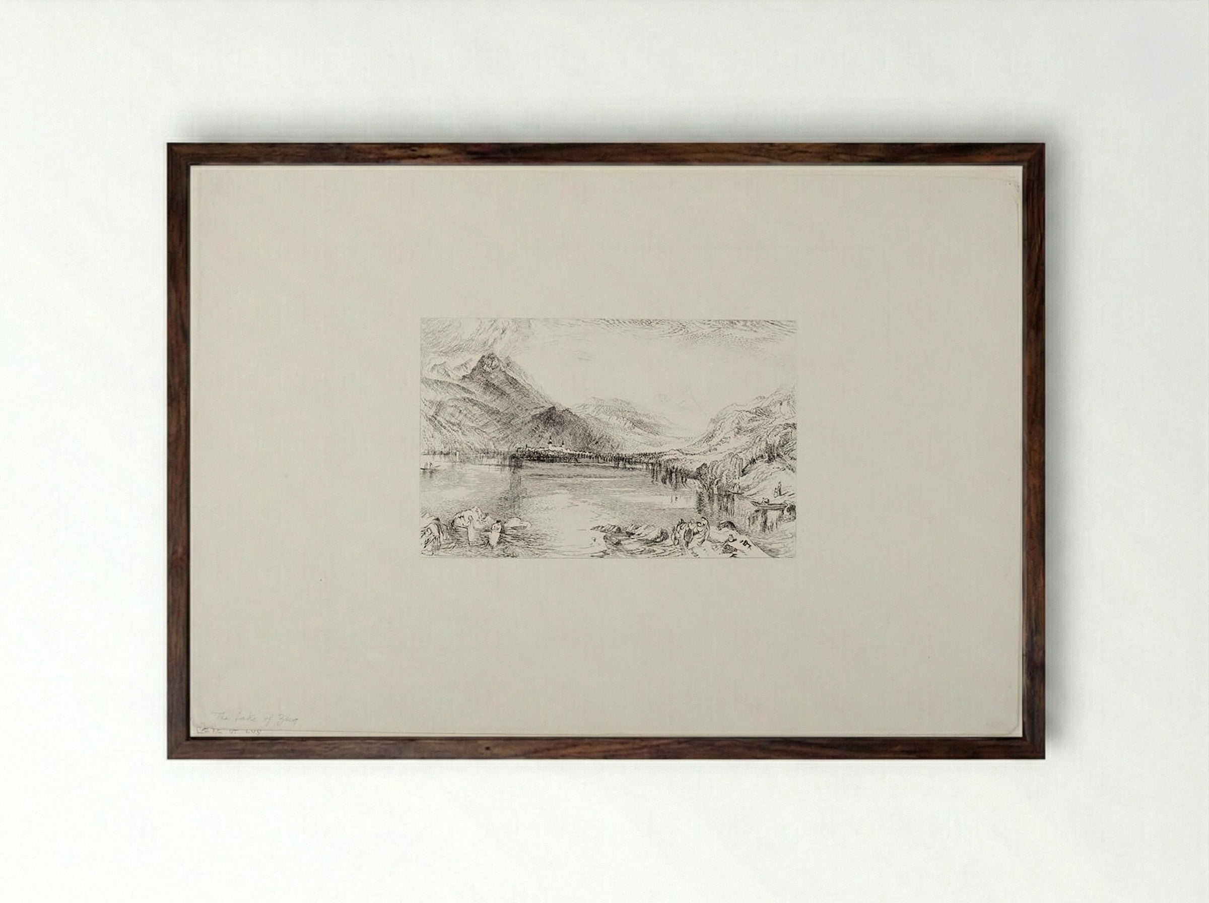 Lake of Zug - John Ruskin - Framed Print Dark Wood