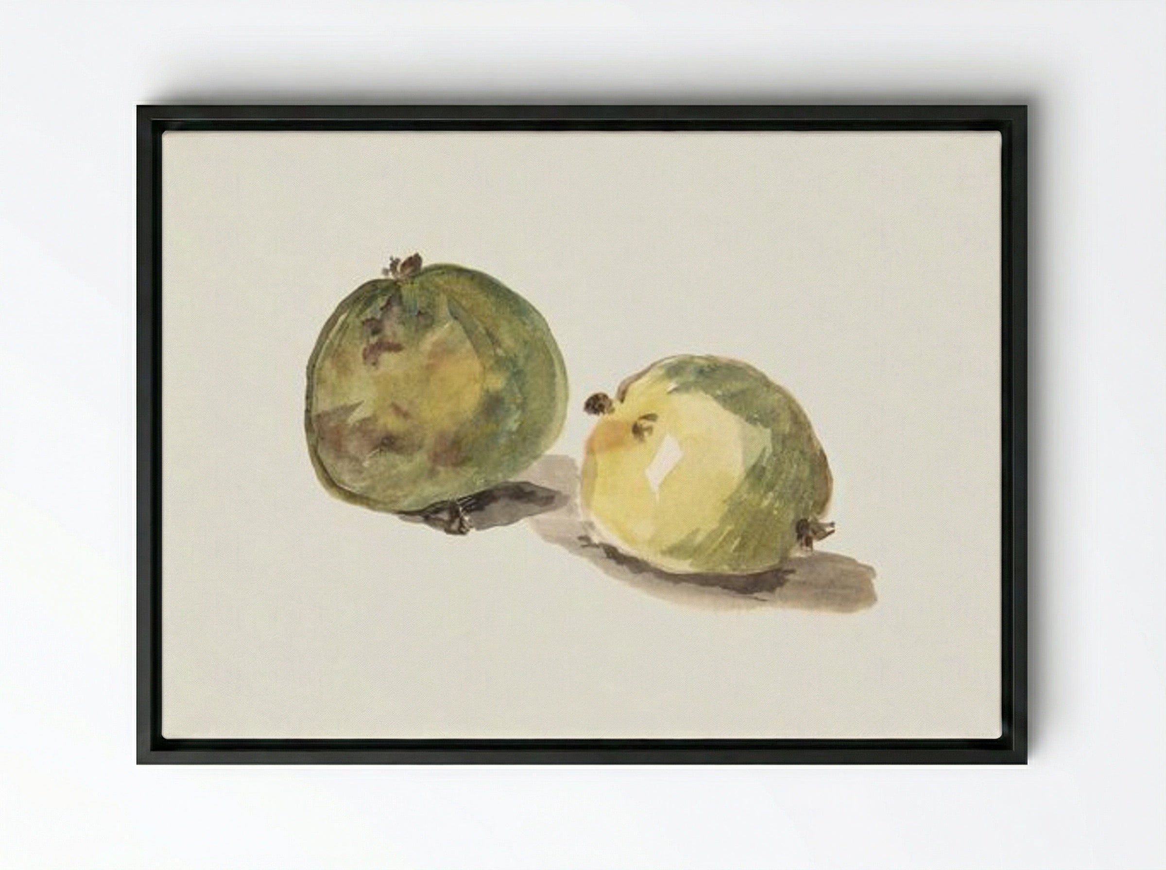 A Letter to Eugène Maus, Decorated with Two Apples - Édouard Manet - Framed Canvas Black