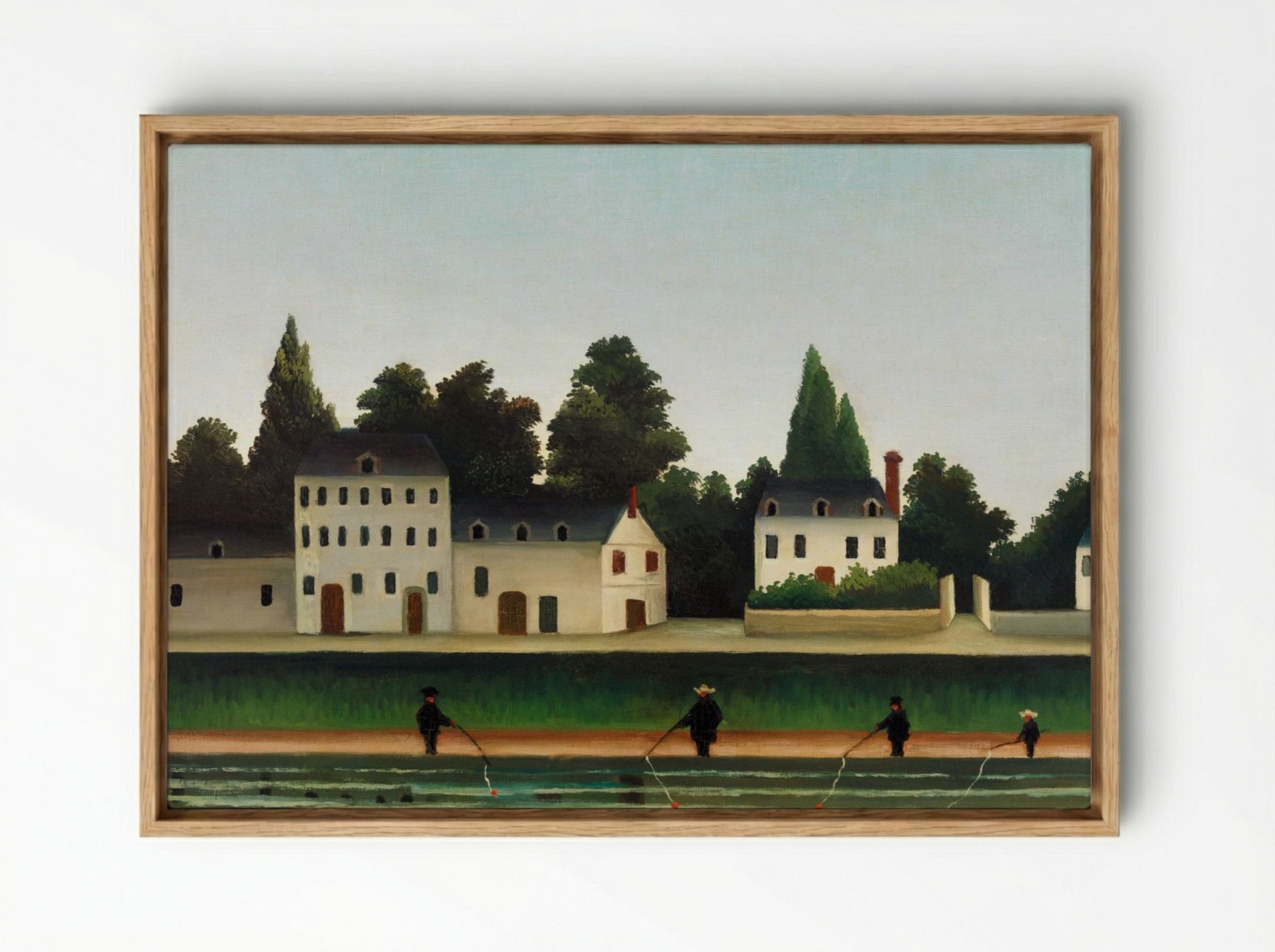 Landscape and Four Fishermen - Henri Rousseau - Framed Canvas Wood