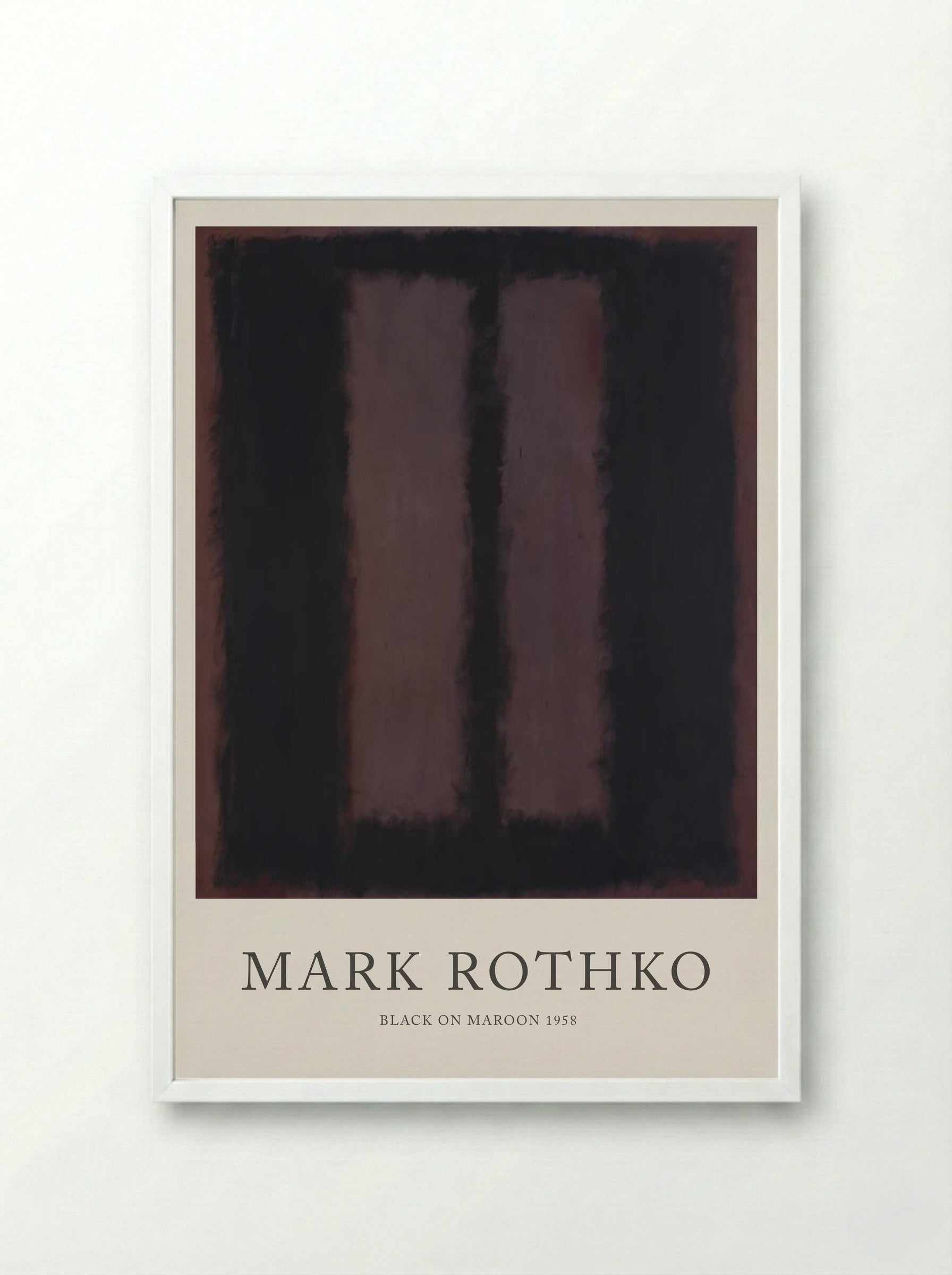 Black on Maroon - Mark Rothko - Framed Print White