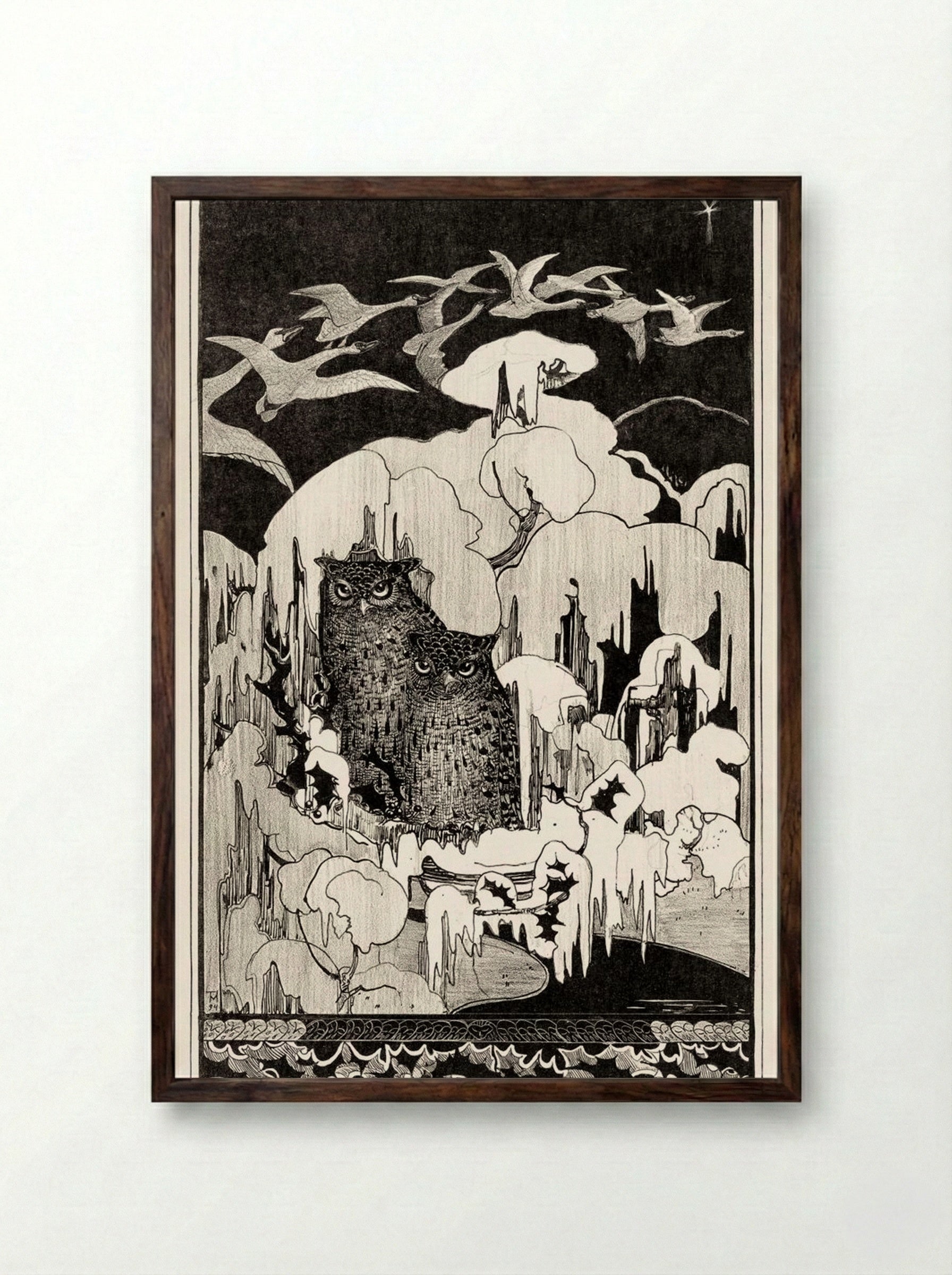 Kerstnacht (Christmas Night) - Theo van Hoytema - Framed Print Dark Wood