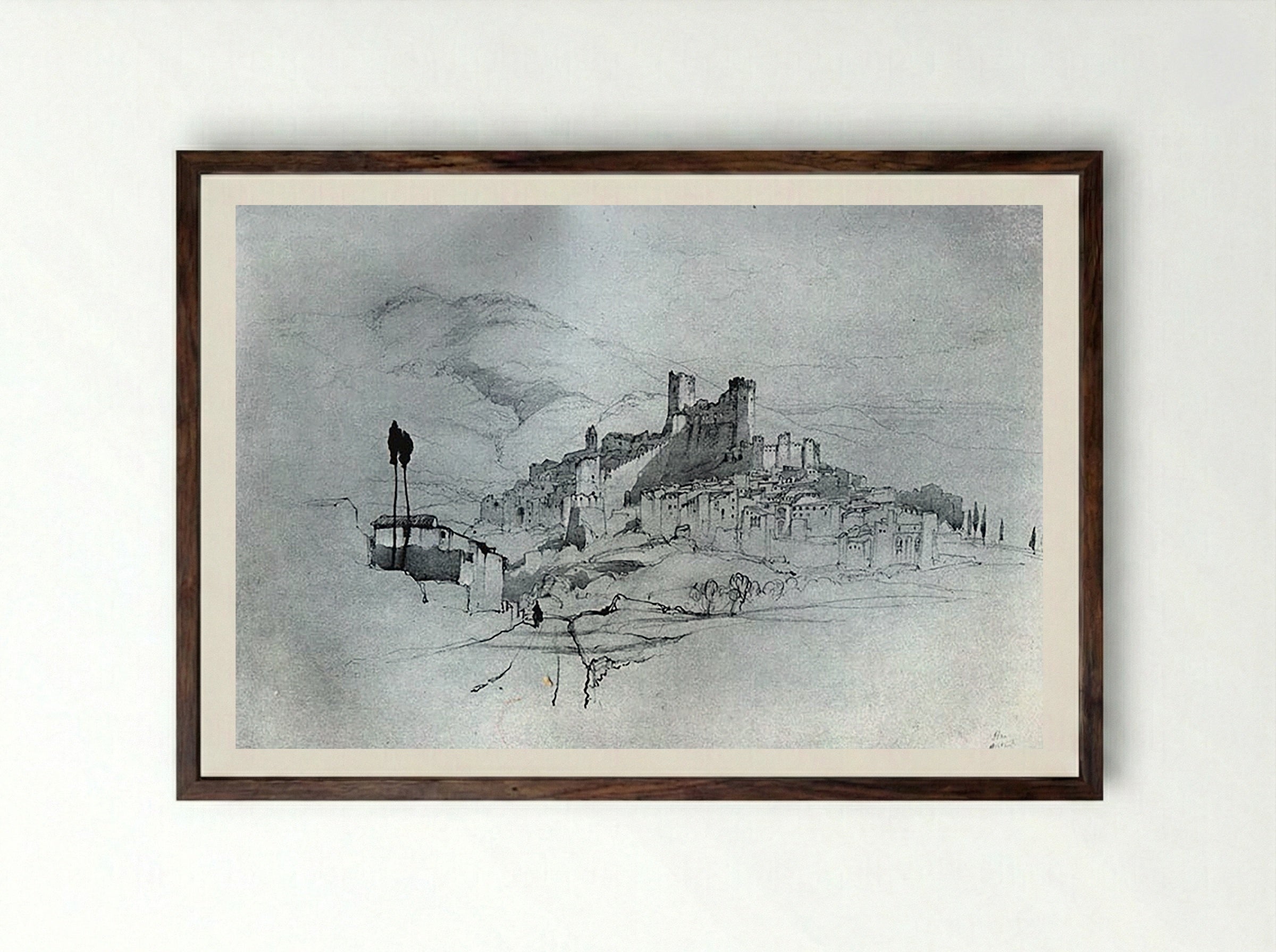 Itri - John Ruskin - Framed Print Dark Wood