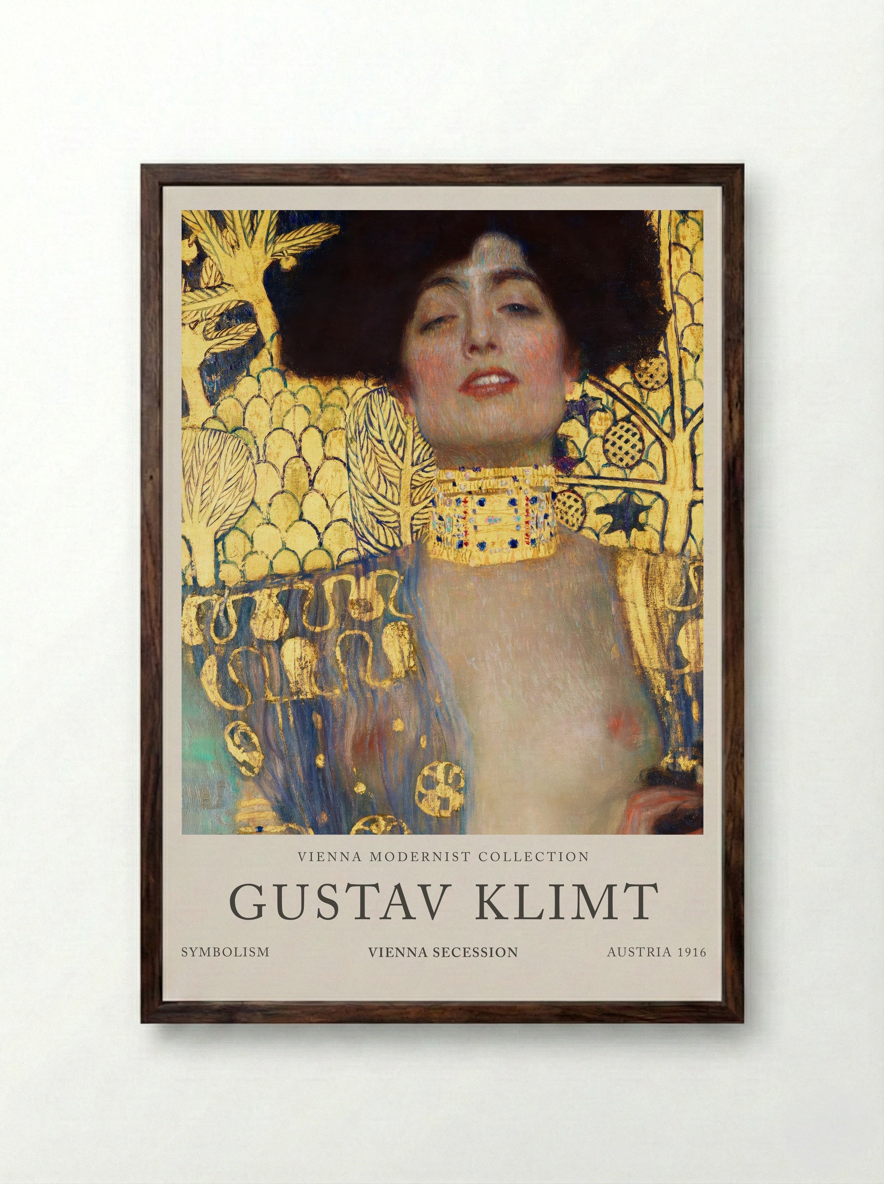 Judith and the Head of Holofernes - Gustav Klimt - Framed Print Dark Wood