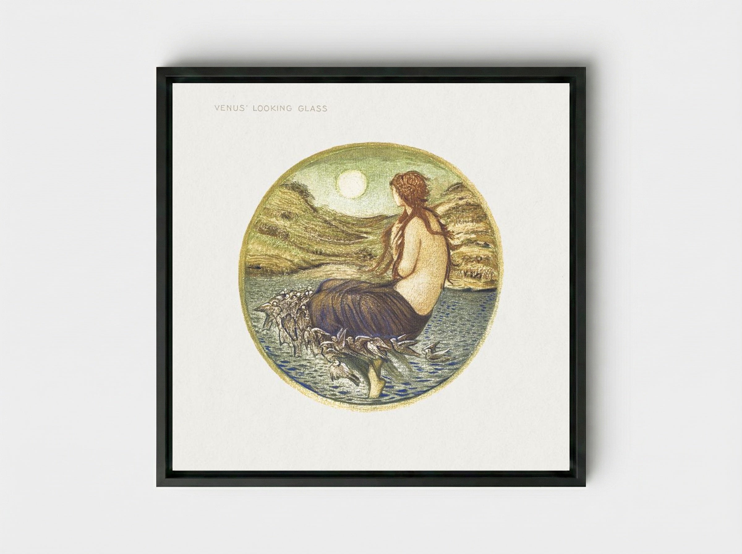 Venus' Looking Glass - Edward Burne-Jones - Framed Canvas Black