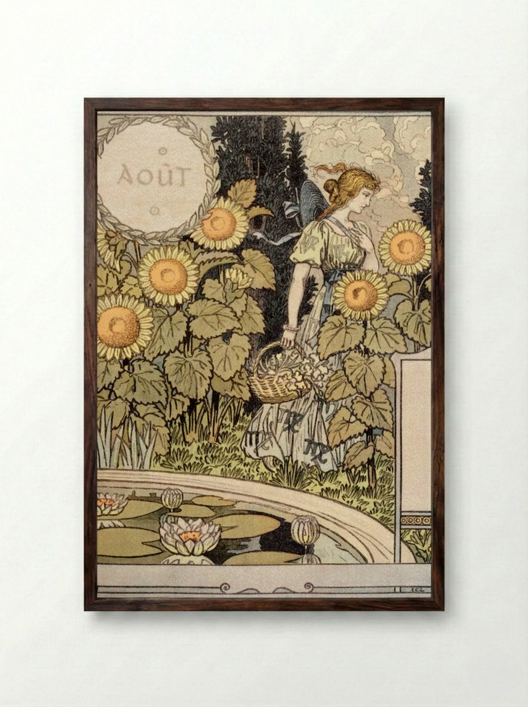 Allegory of the Month of August - Eugène Grasset - Framed Print Dark Wood