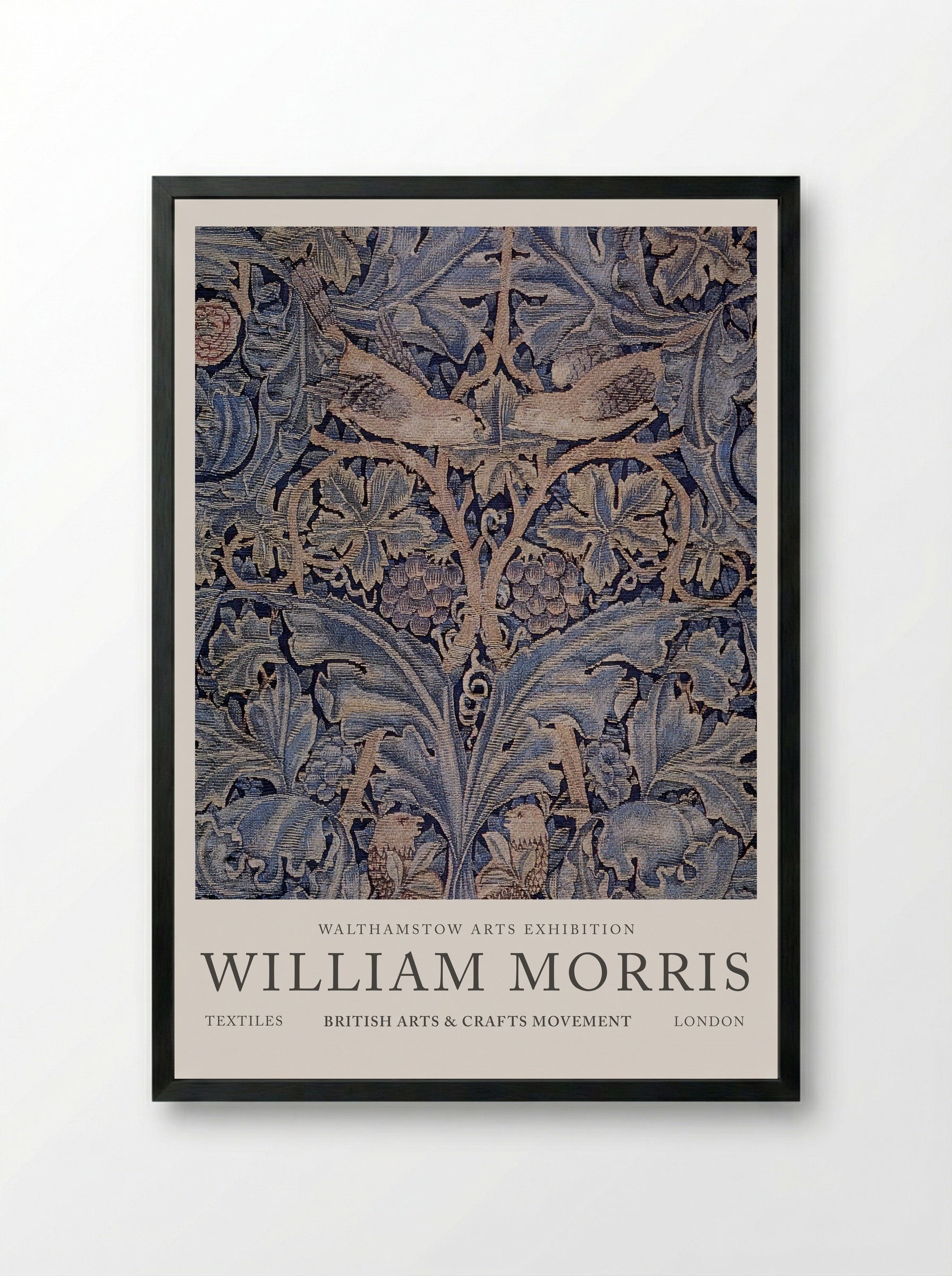 Cabbage and Vine Tapestry - William Morris - Framed Print Black