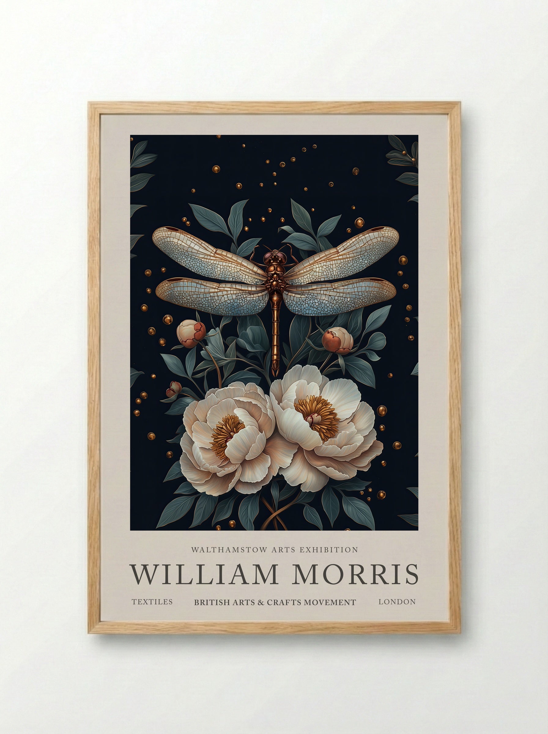 Dragonfly Dazzle - William Morris - Framed Print Wood