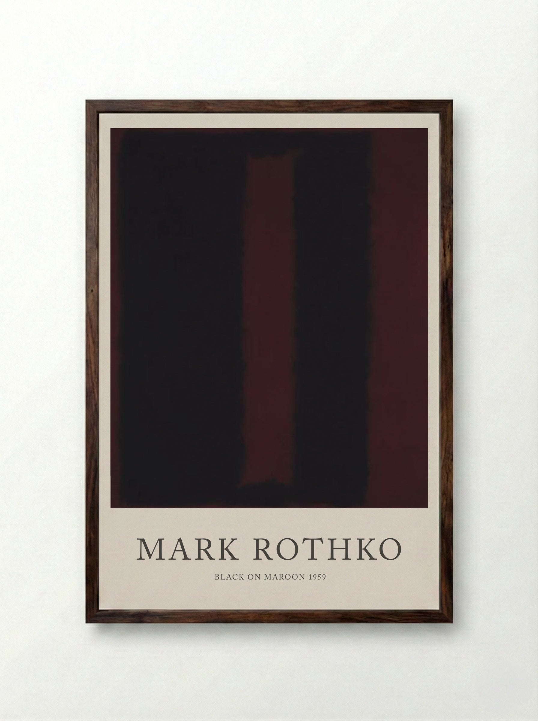 Black on Maroon - Mark Rothko - Framed Print Dark Wood