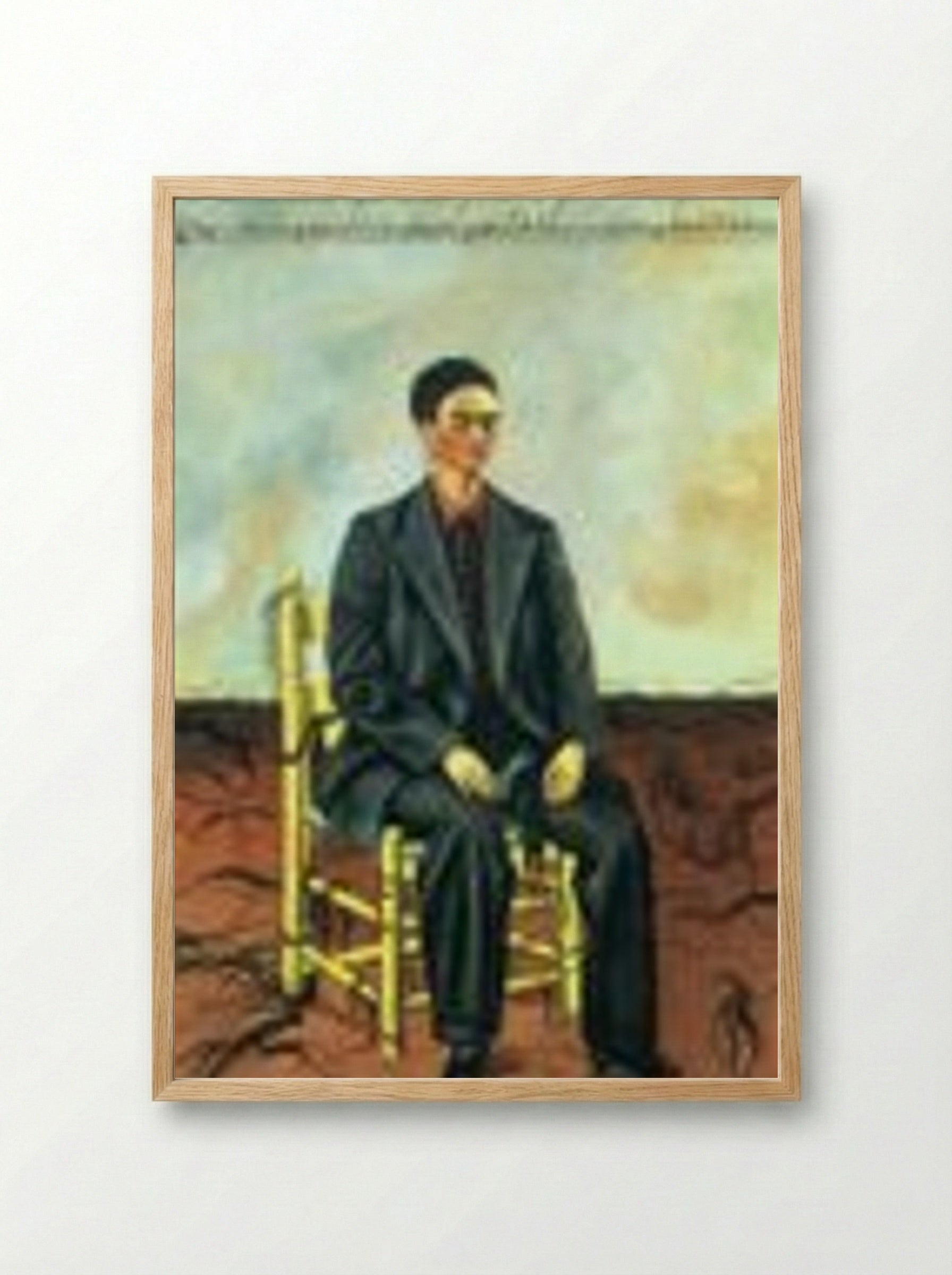 Self-Portrait with Cropped Hair - Frida Kahlo - Framed Print Wood