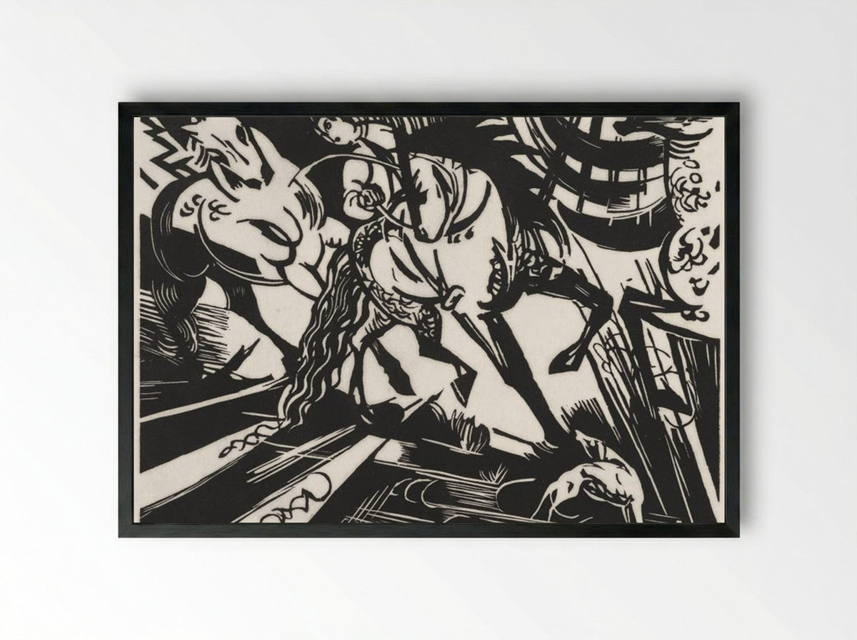 The Riding School - Franz Marc - Framed Print Black