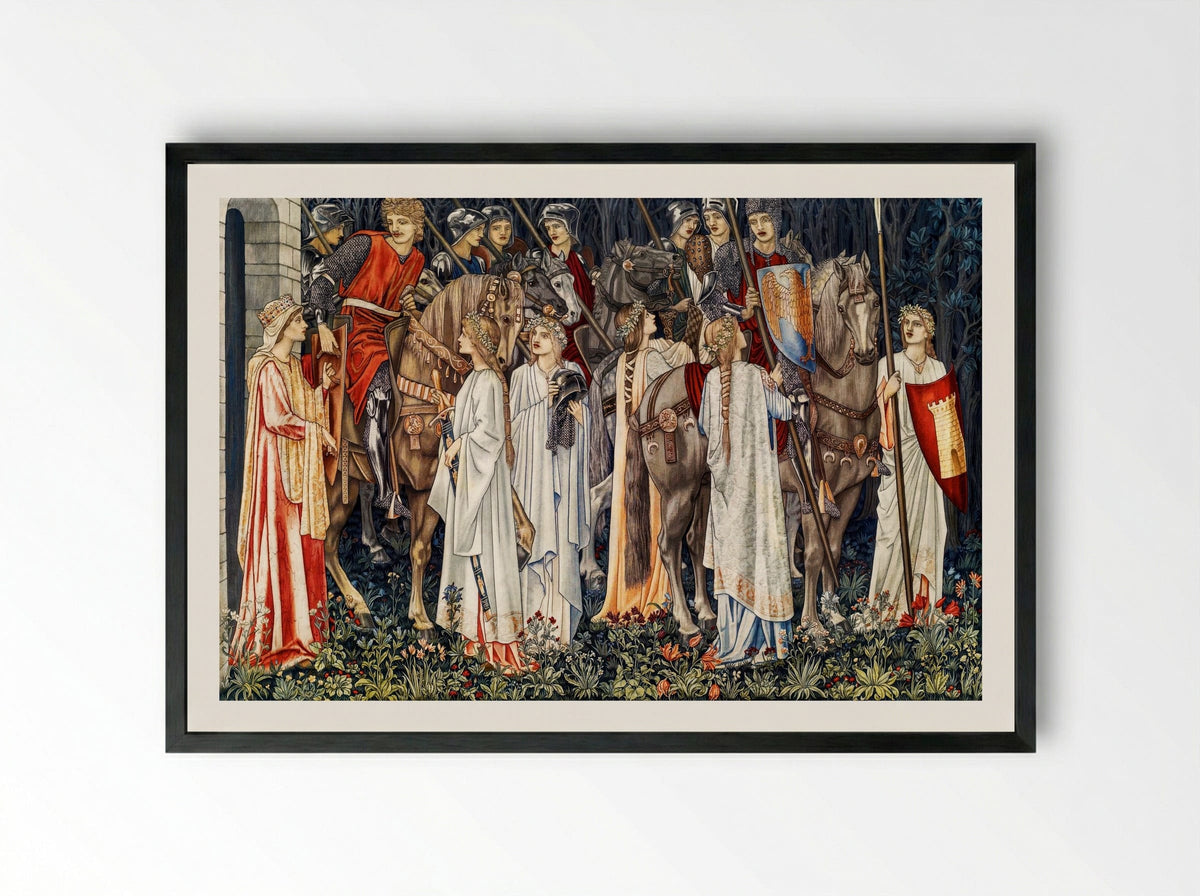 The Arming and Departure of the Knights - William Morris - Framed Print Black