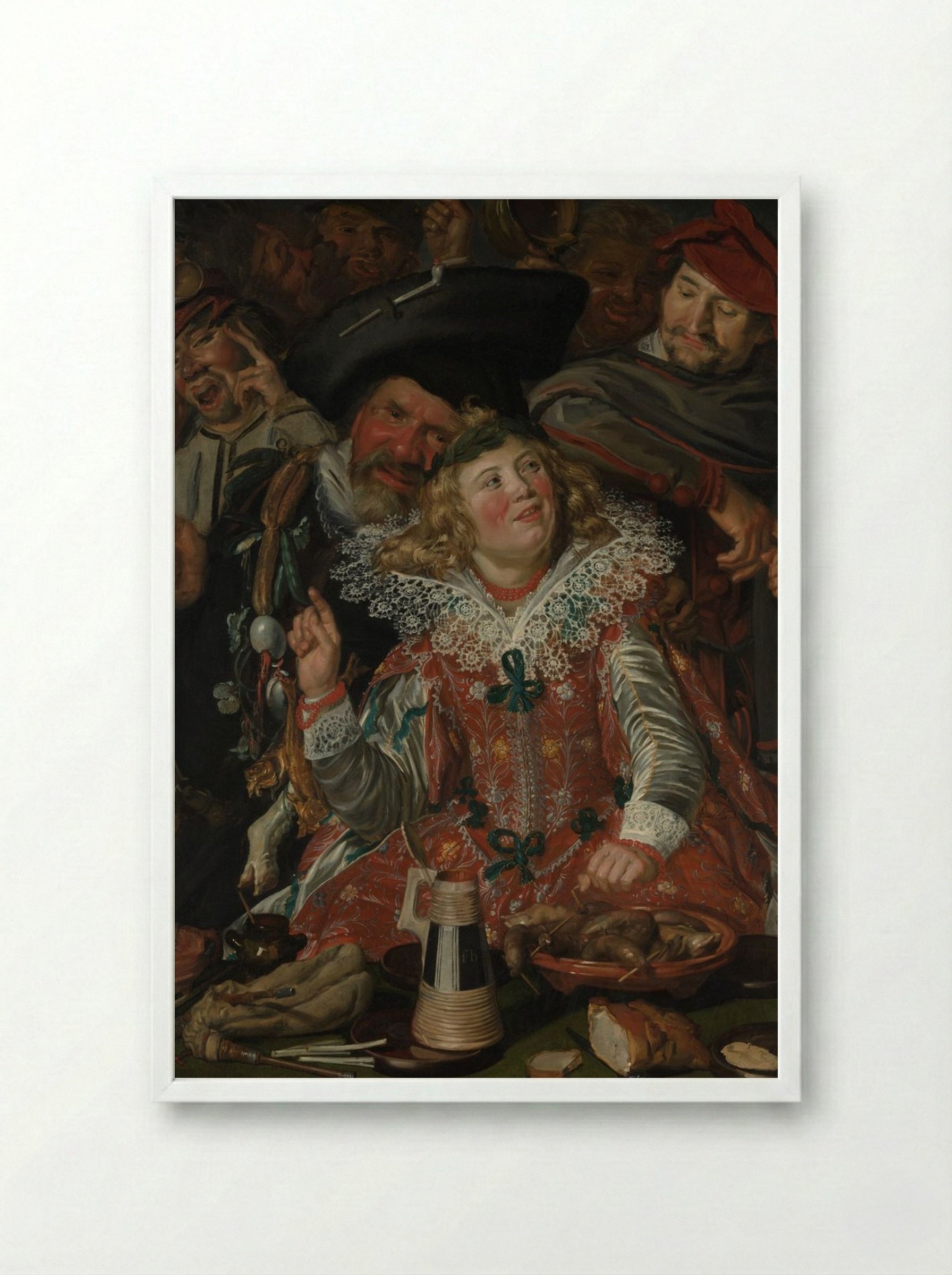 Merrymakers at Shrovetide - Frans Hals - Framed Print White