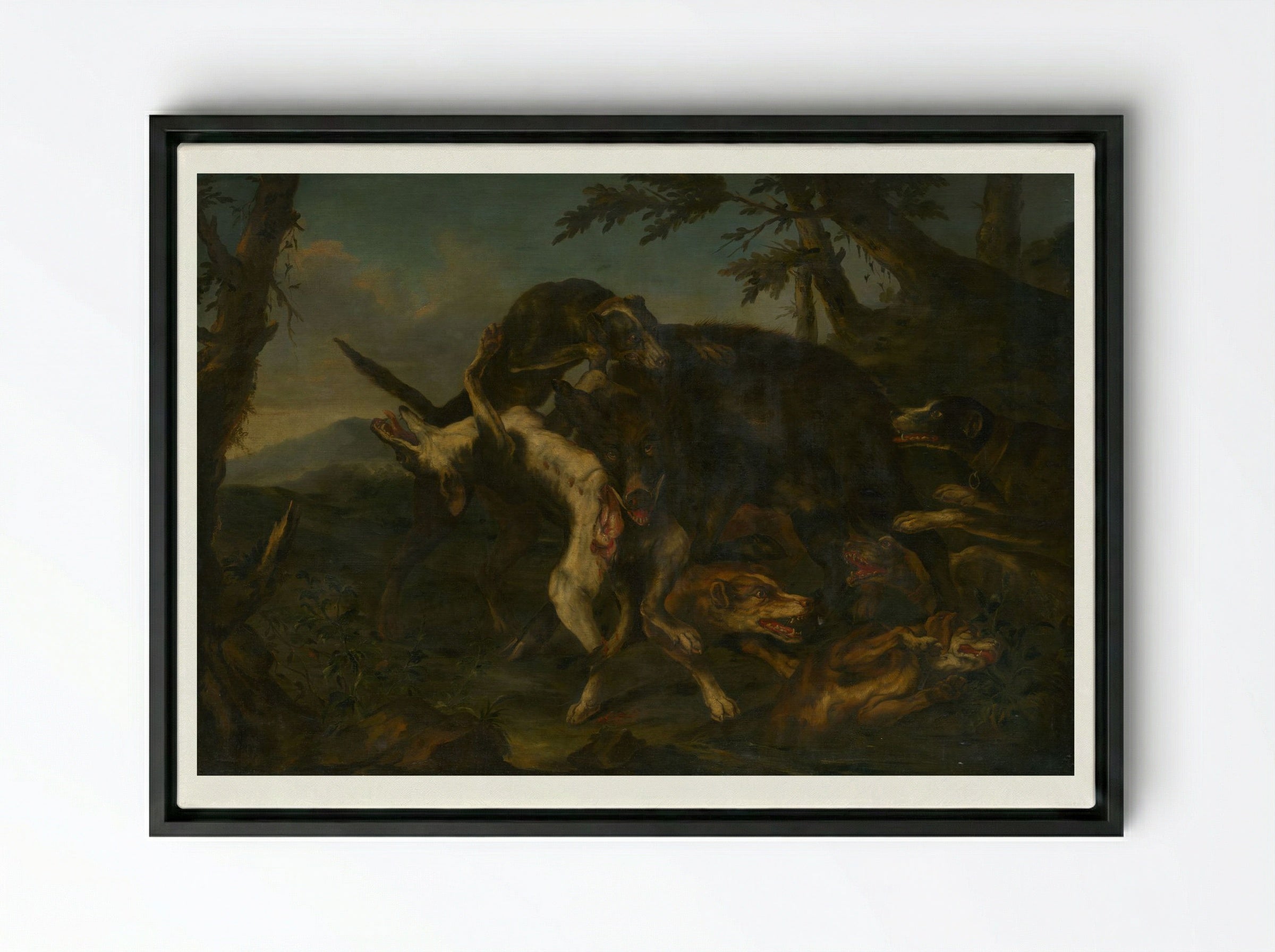 Boar Hunt - Frans Snyders - Framed Canvas Black