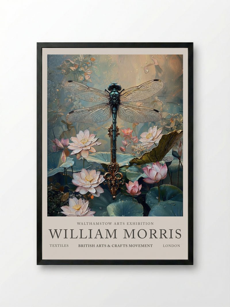 Dragonfly Dream - William Morris - Framed Print Black