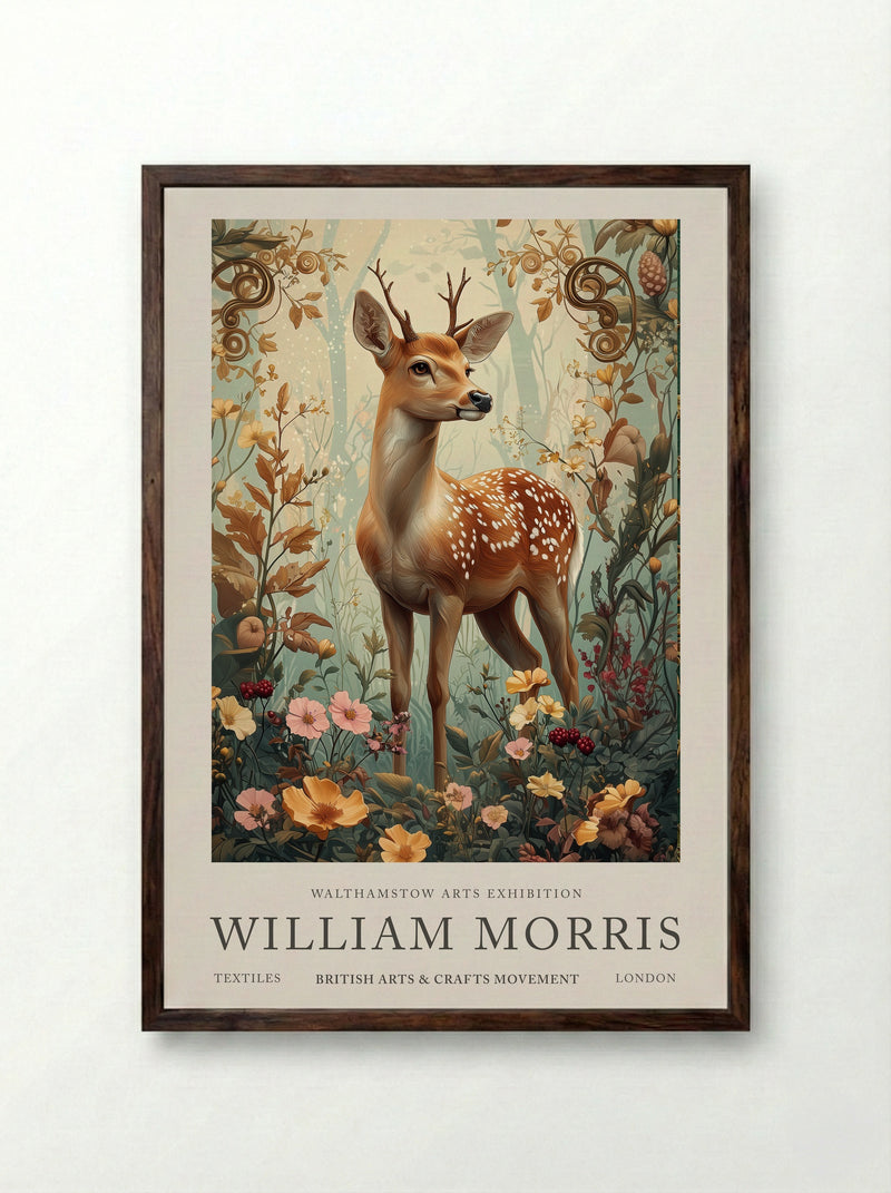Fawn Fantasy - William Morris - Framed Print Dark Wood
