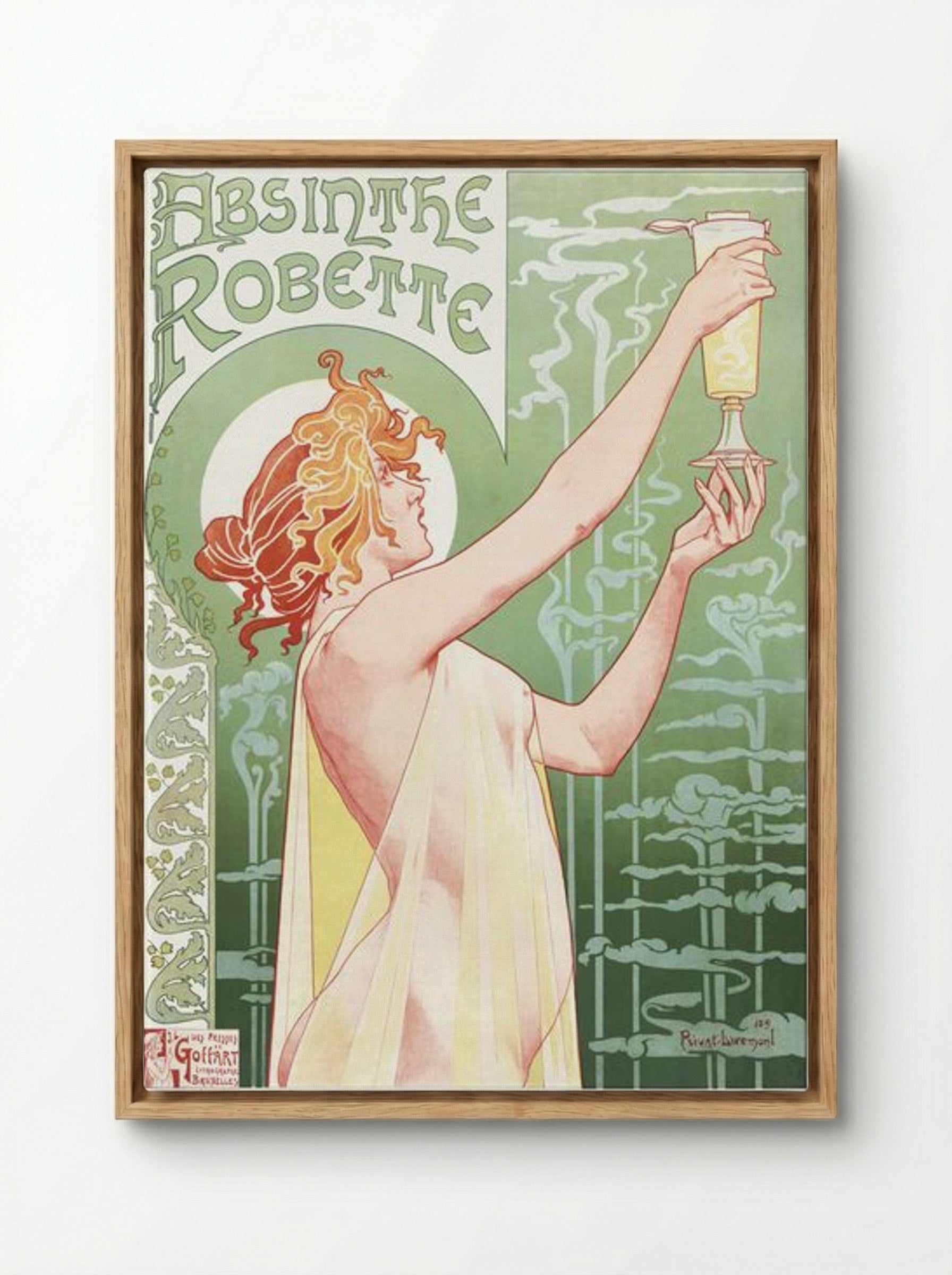 Absinthe Robette - Privat Livemont - Framed Canvas Wood