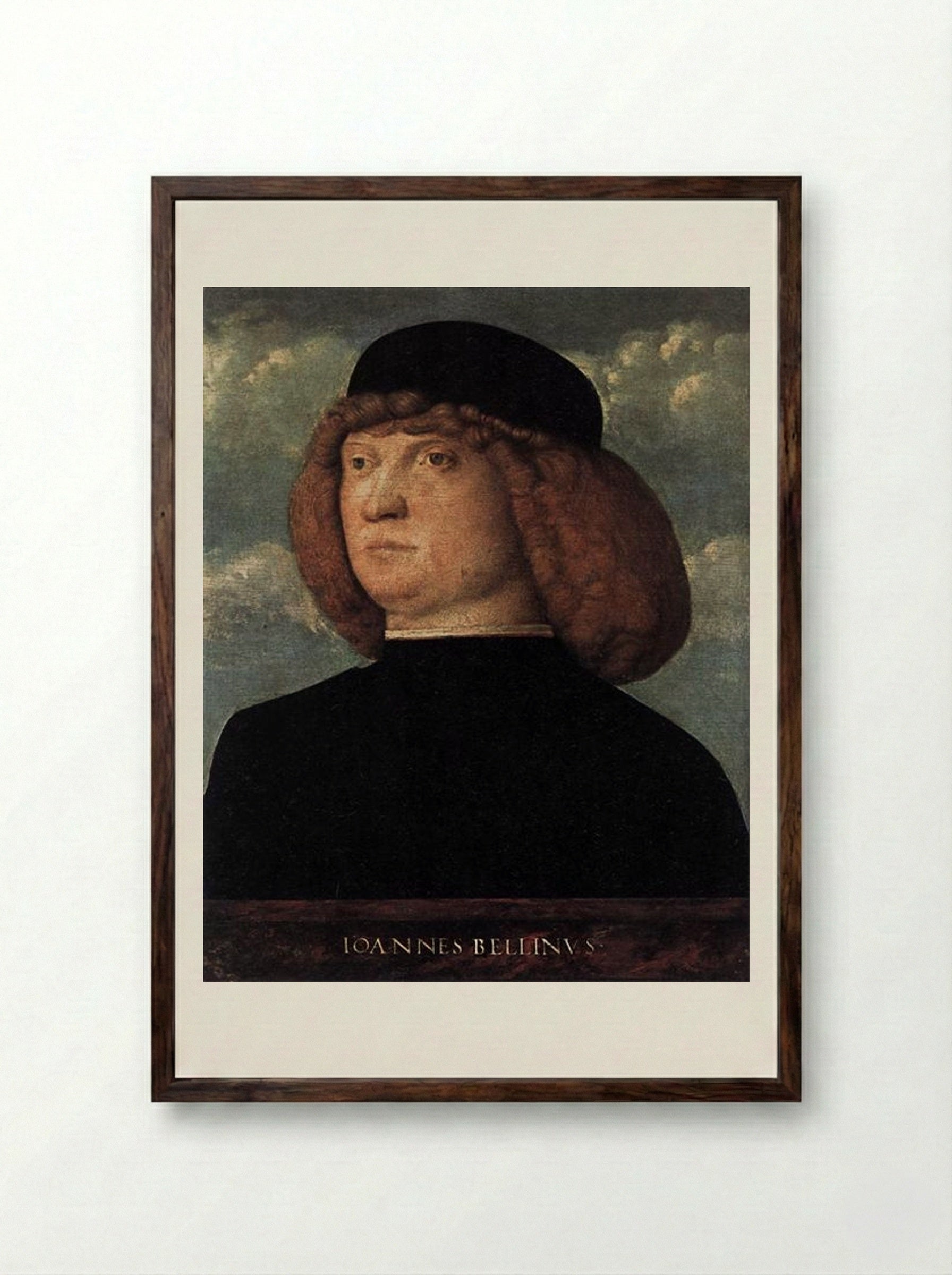 Portrait of a Young Man - Giovanni Bellini - Framed Print Dark Wood