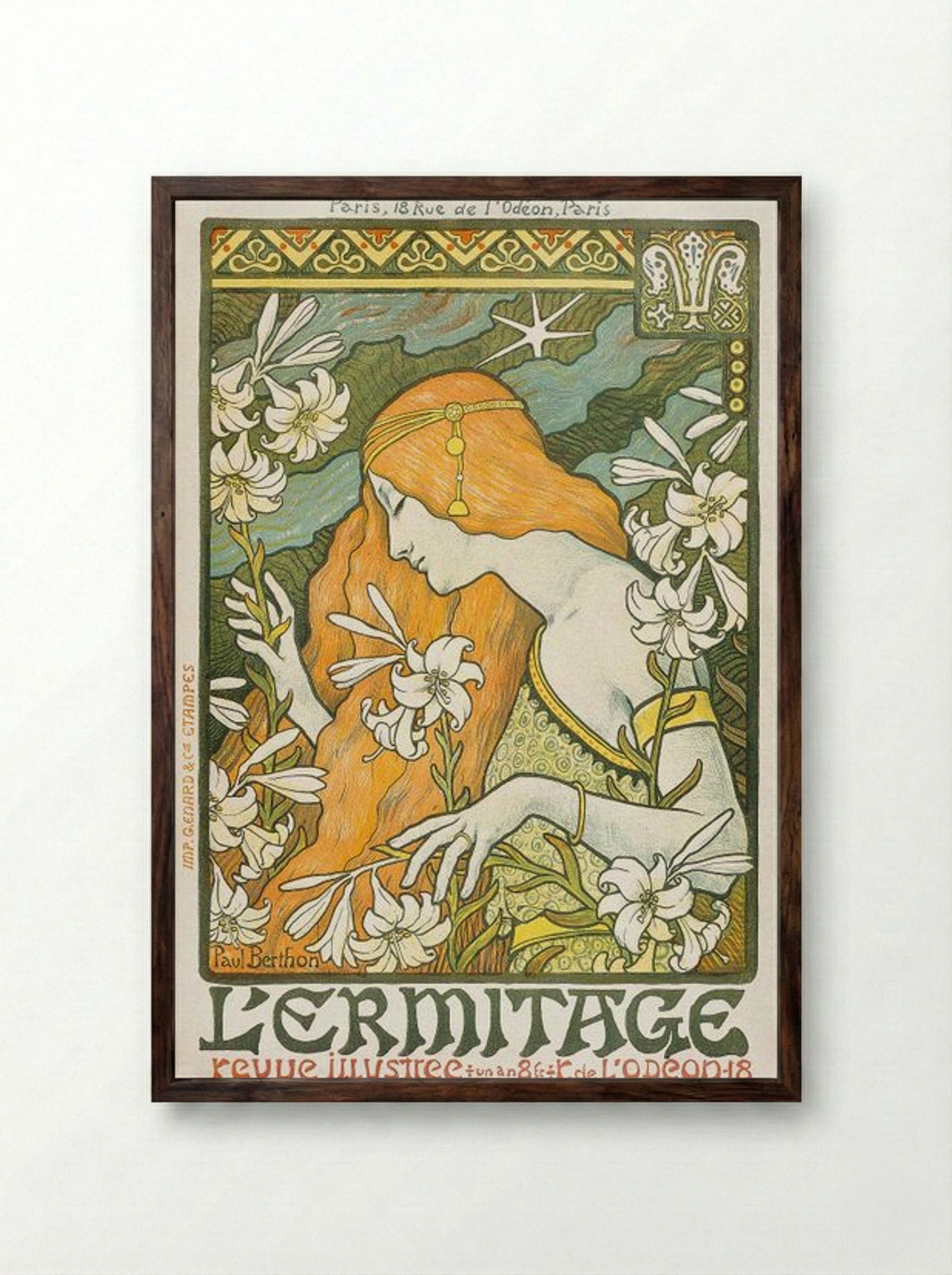 L'Ermitage - Paul Berthon - Framed Print Dark Wood