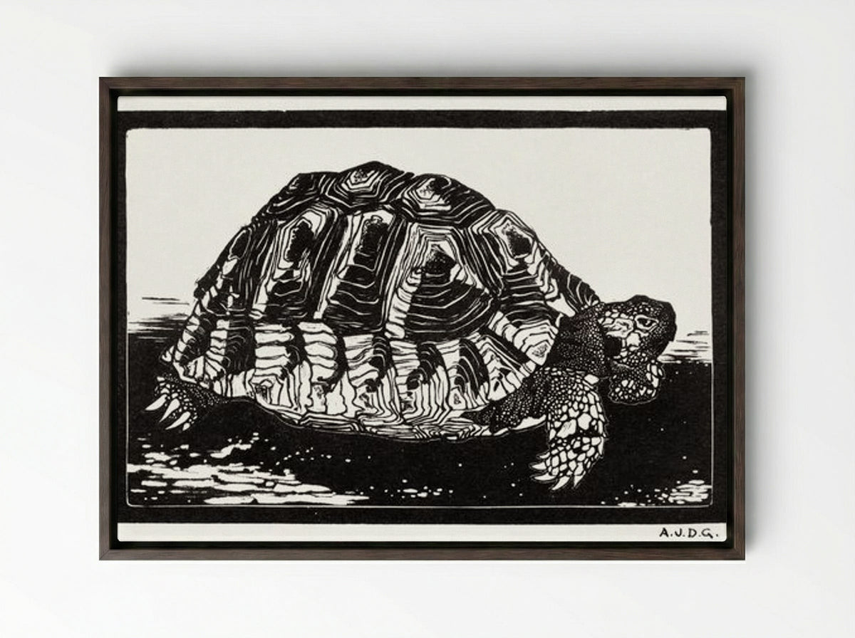 Turtle - Julie de Graag - Framed Canvas Dark Wood