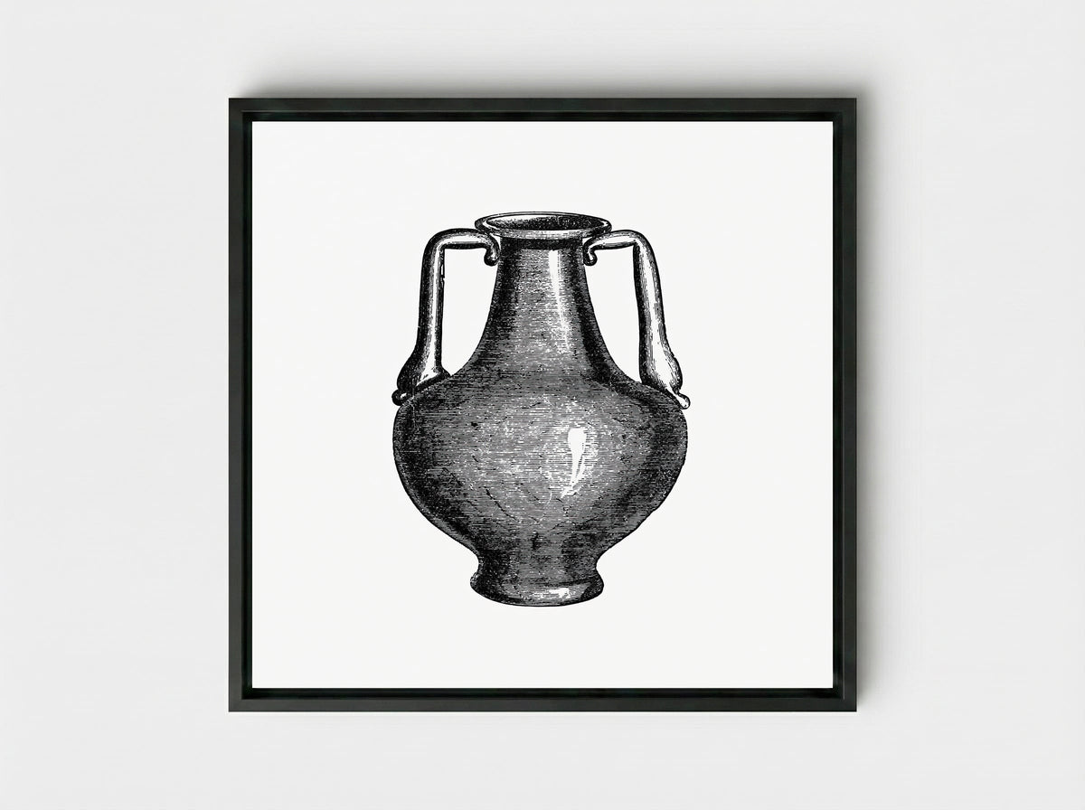 Classical Amphora - Fine Art Print - Framed Canvas Black