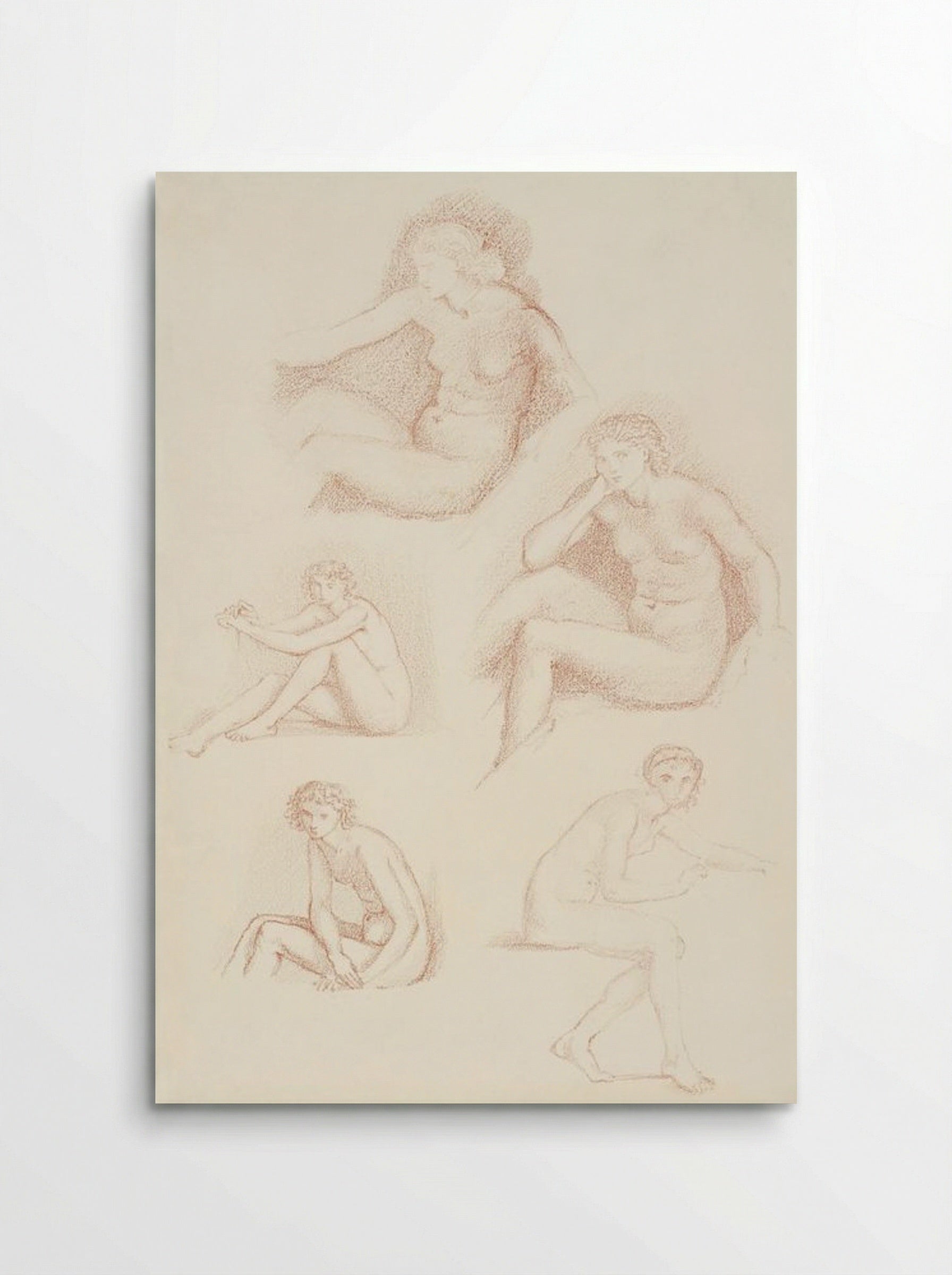 Female Nude: Five Studies of a Seated Girl - Edward Burne-Jones - Poster