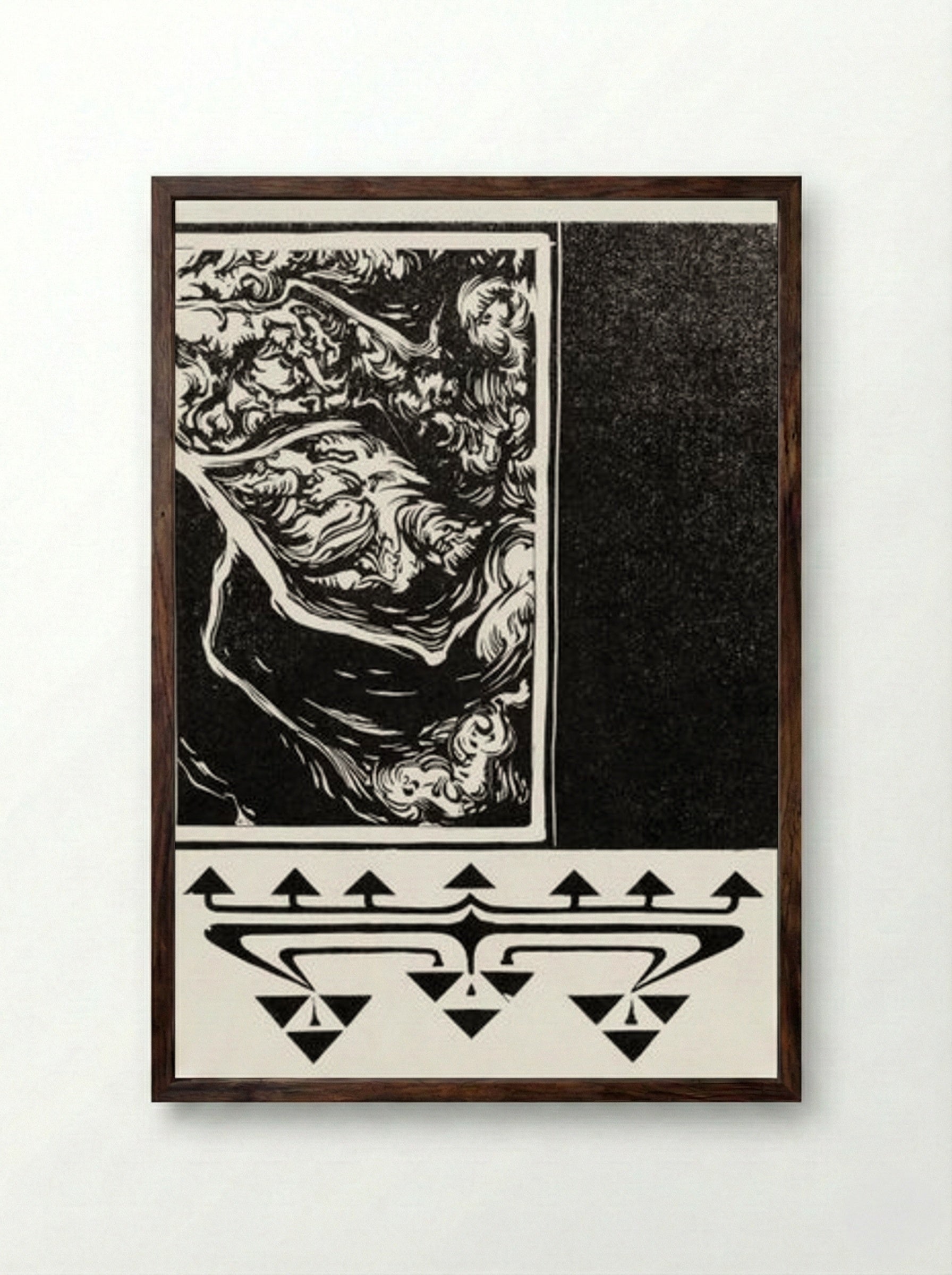 Woodcut Ornaments - Julie de Graag - Framed Print Dark Wood