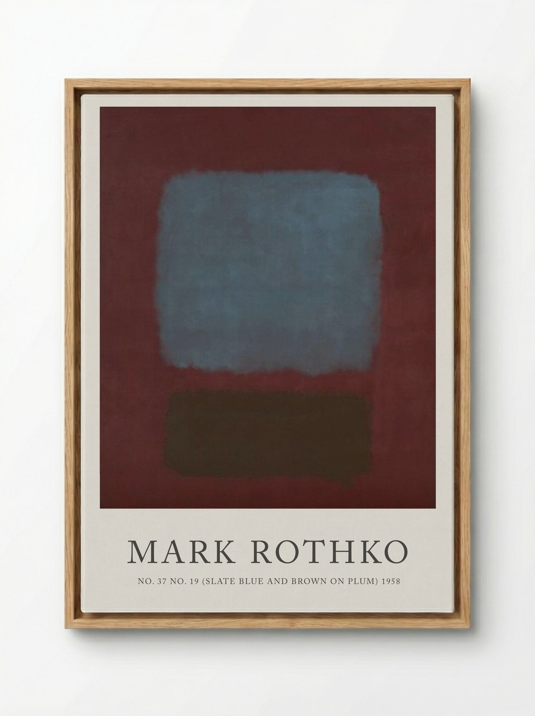 No. 37 No. 19 (Slate Blue and Brown on Plum) - Mark Rothko - Framed Canvas Wood