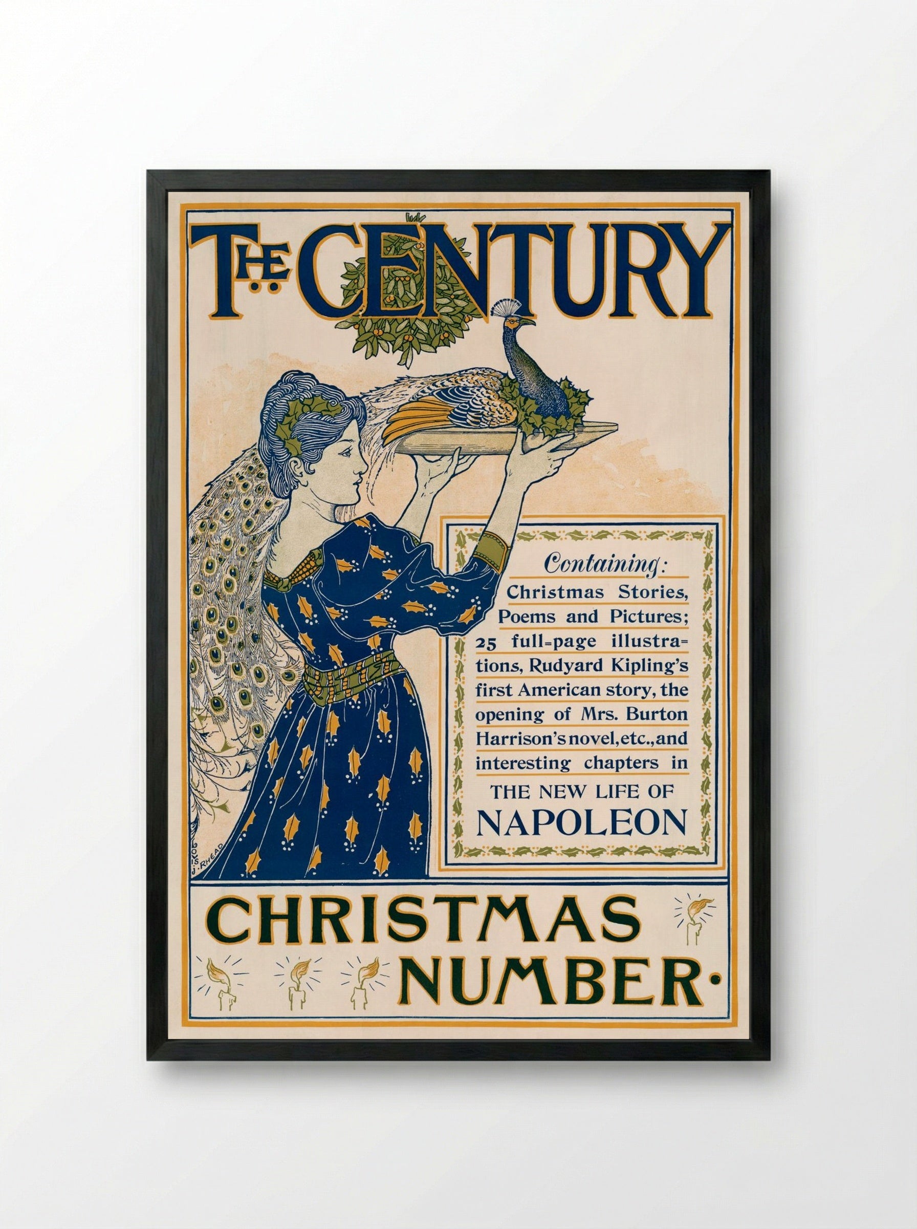 The Century, Christmas Number (Magazine Cover) - Louis Rhead - Framed Print Black