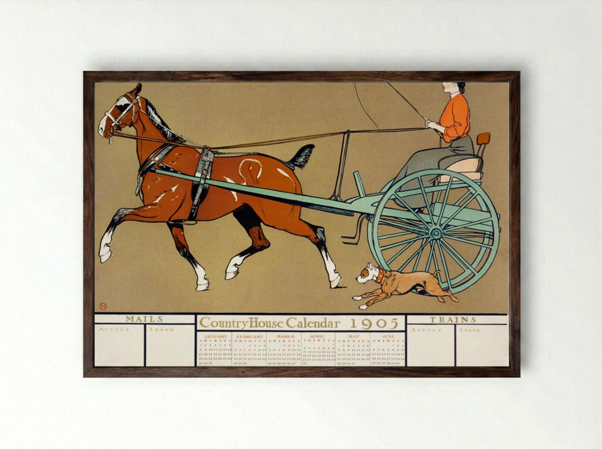 Country House Calendar 1905 - Edward Penfield - Framed Print Dark Wood