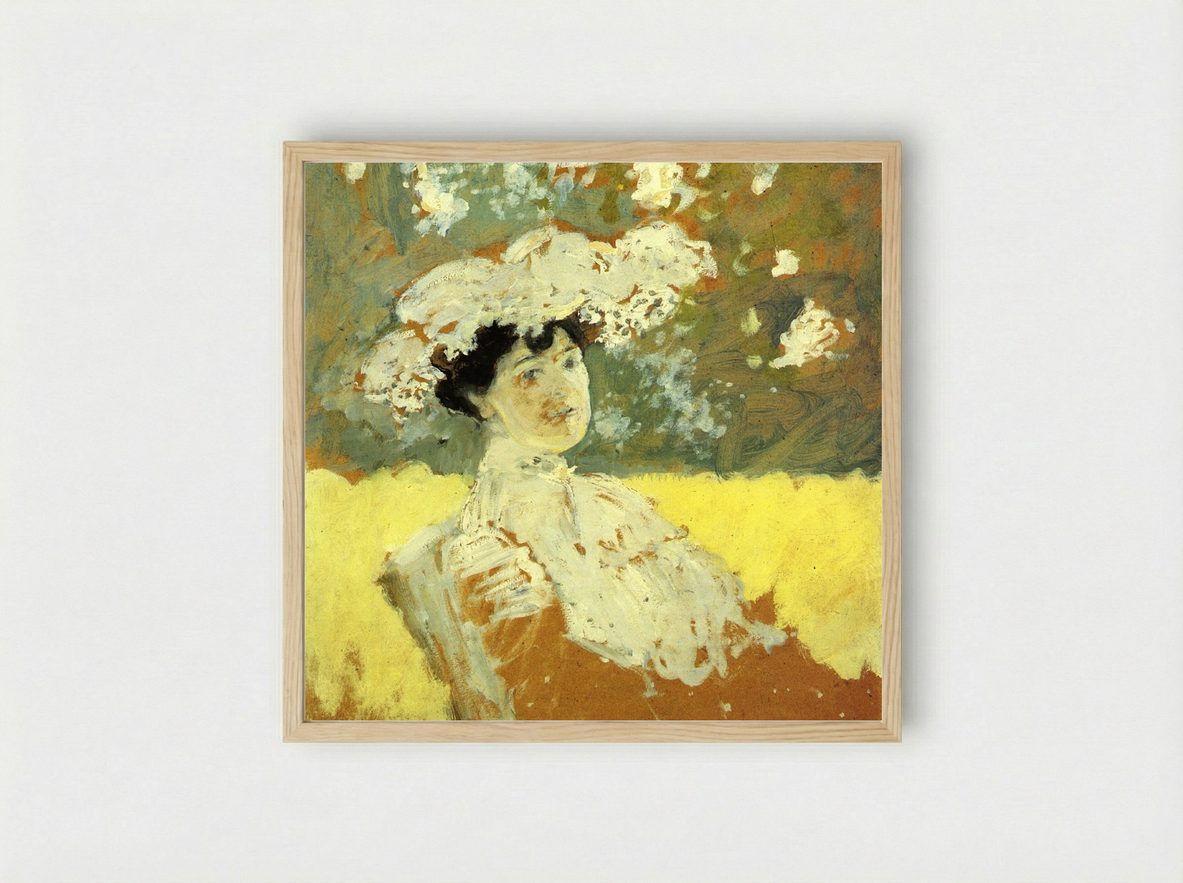 Woman with a Hat - Pierre-Auguste Renoir - Framed Print Wood