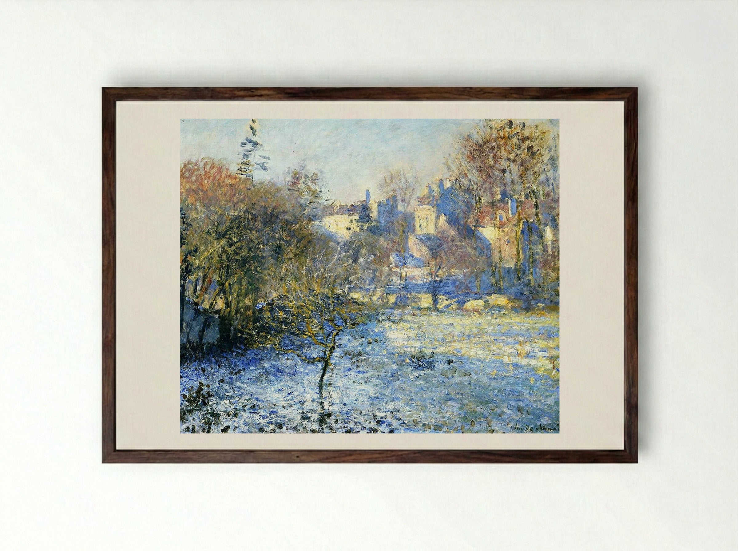 The Magpie - Claude Monet - Framed Print Dark Wood