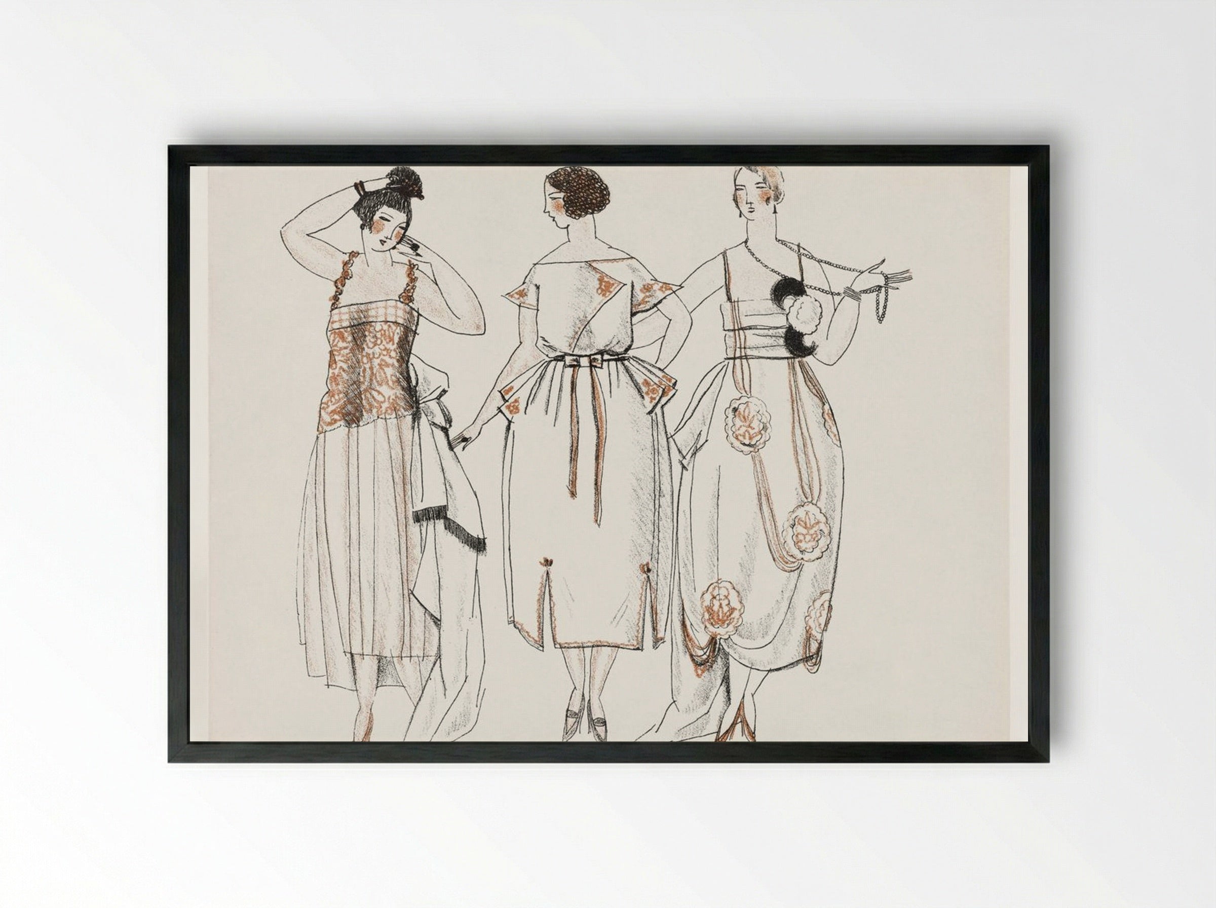 Dinner Gowns, 1920 - Mario Simon - Framed Print Black