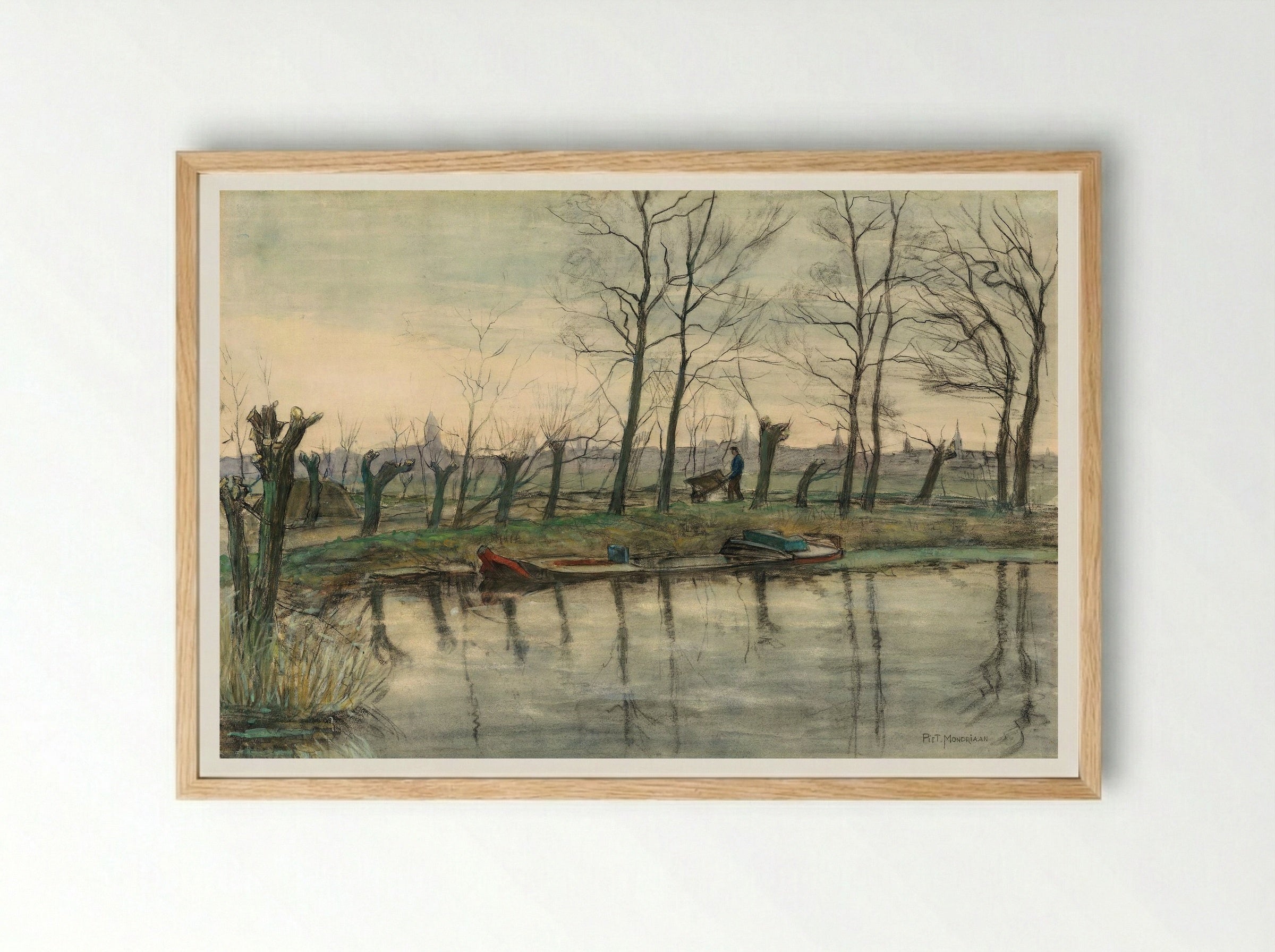 Amsterdam Skyline Viewed from the West - Piet Mondrian - Framed Print Wood