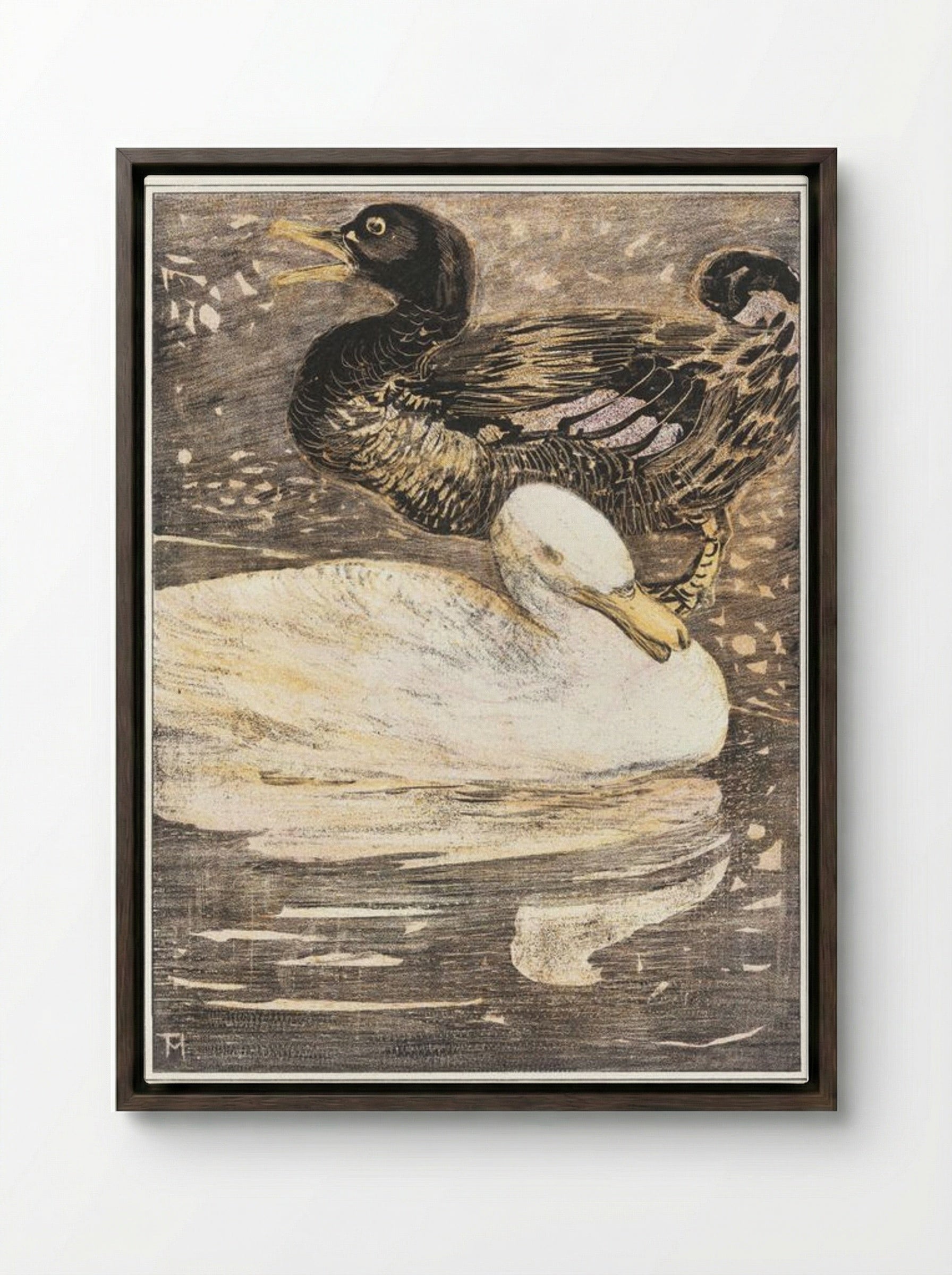 Two Ducks - Theo van Hoytema - Framed Canvas Dark Wood