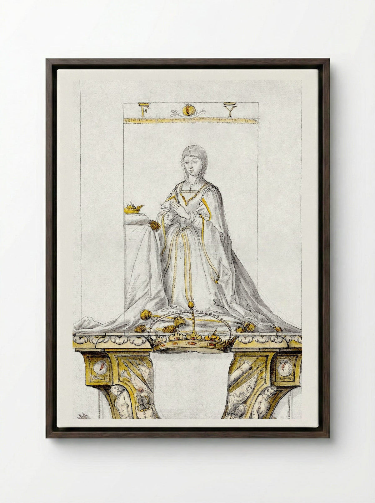 Study for a Statue of Queen Isabella - Pedro Mena y Medrano - Framed Canvas Dark Wood