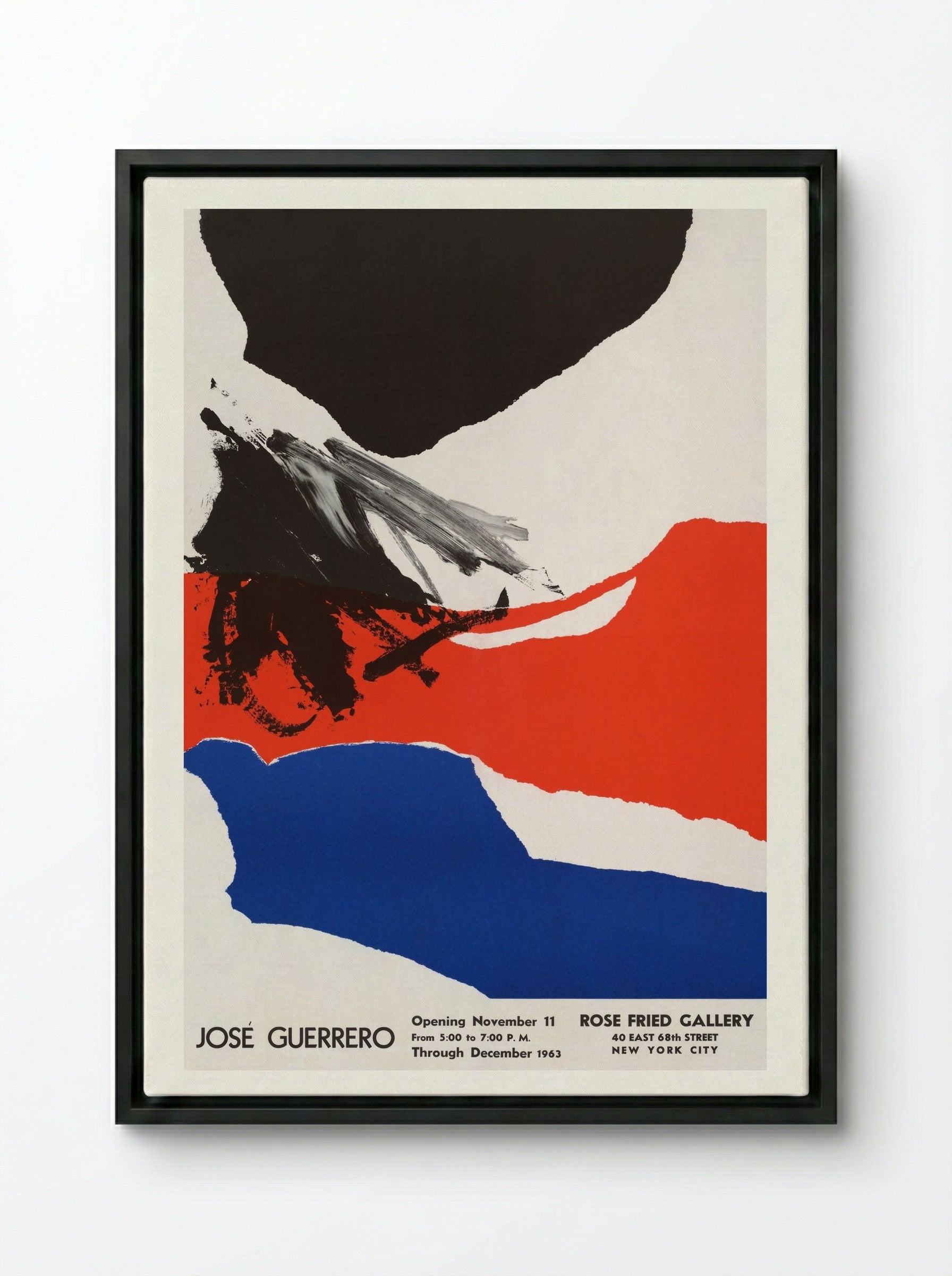 Rose Fried Gallery Exhibition Poster - José Guerrero - Framed Canvas Black
