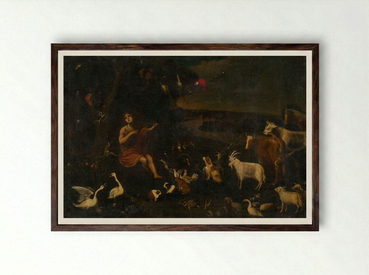 Orpheus Charming the Animals - Roelant Savery - Framed Print Dark Wood