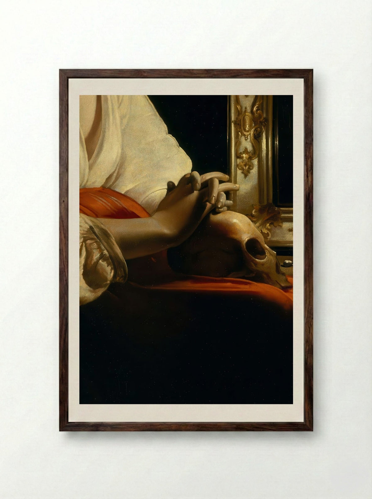The Penitent Magdalen - Georges de La Tour - Framed Print Dark Wood