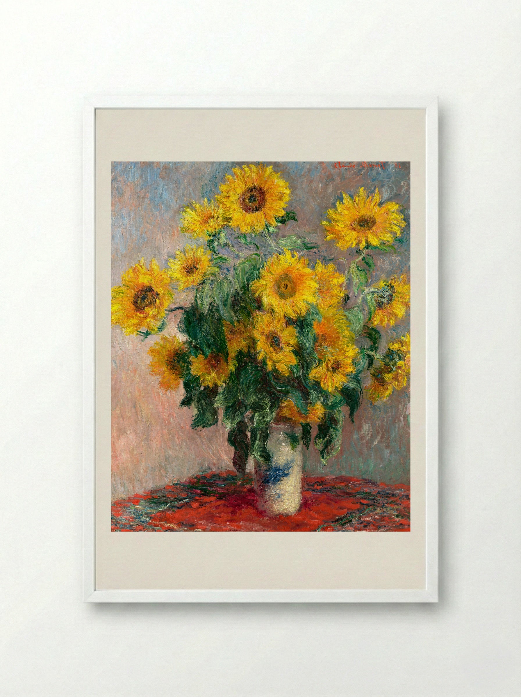 Bouquet of Sunflowers - Claude Monet - Framed Print White