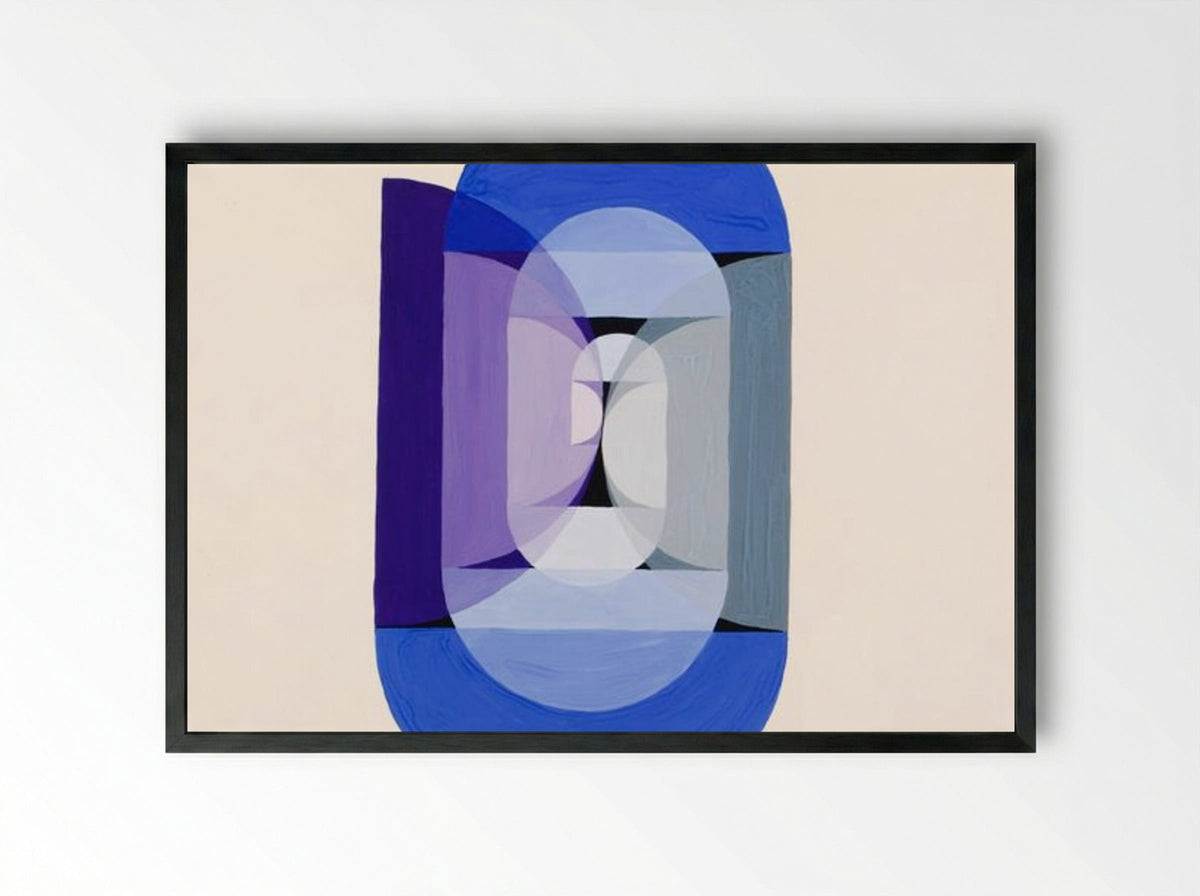 Blue, Gray, Violet Wheel - Joseph Schillinger - Framed Print Black