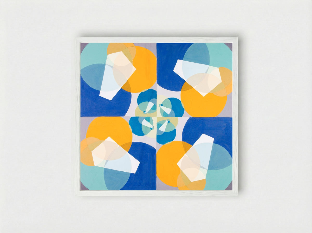 Green Squares - Joseph Schillinger - Framed Print White