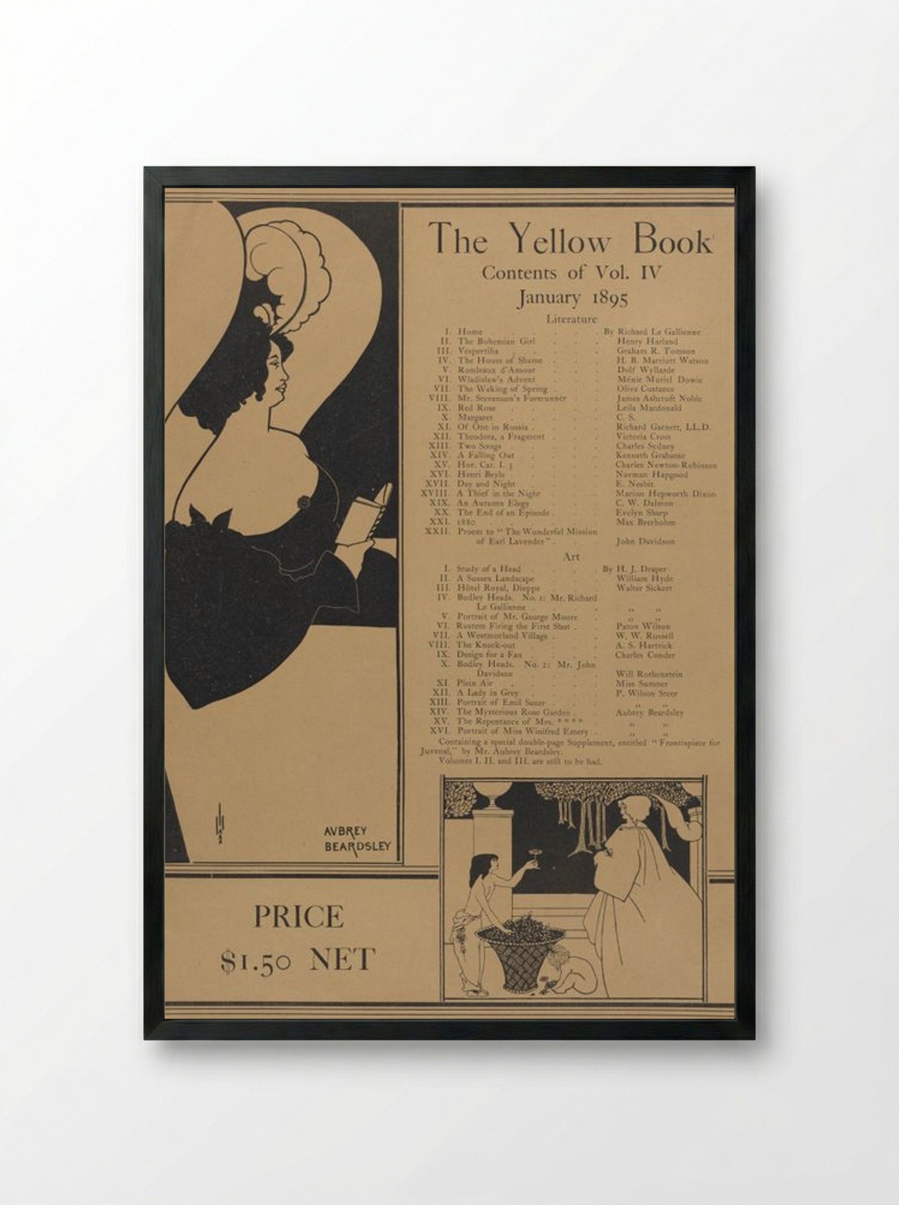 Poster for The Yellow Book, Volume IV - Aubrey Beardsley - Framed Print Black