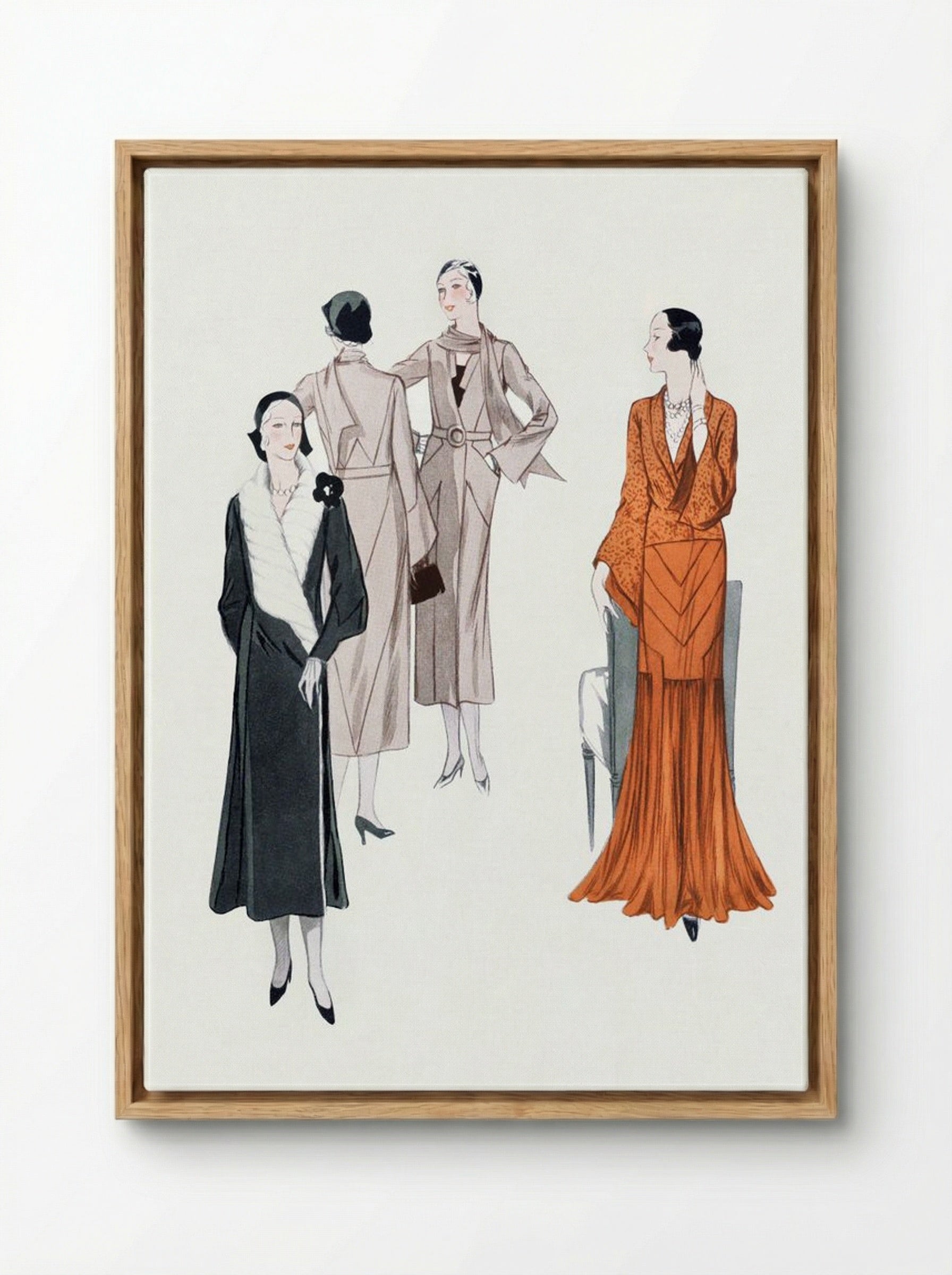 Dresses with Shawl Collars - Paul Brion - Framed Canvas Wood