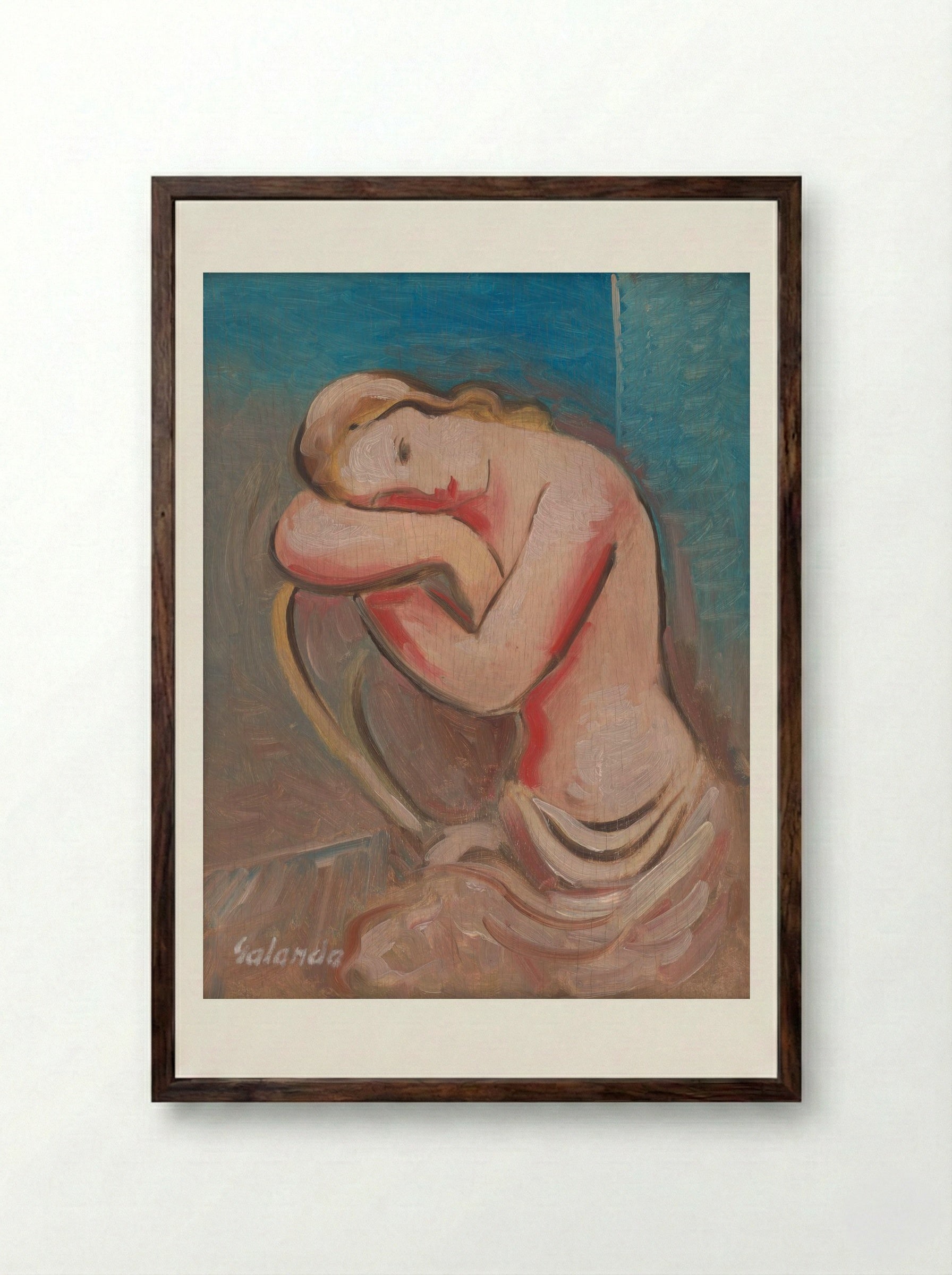 Seated Model - Mikuláš Galanda - Framed Print Dark Wood