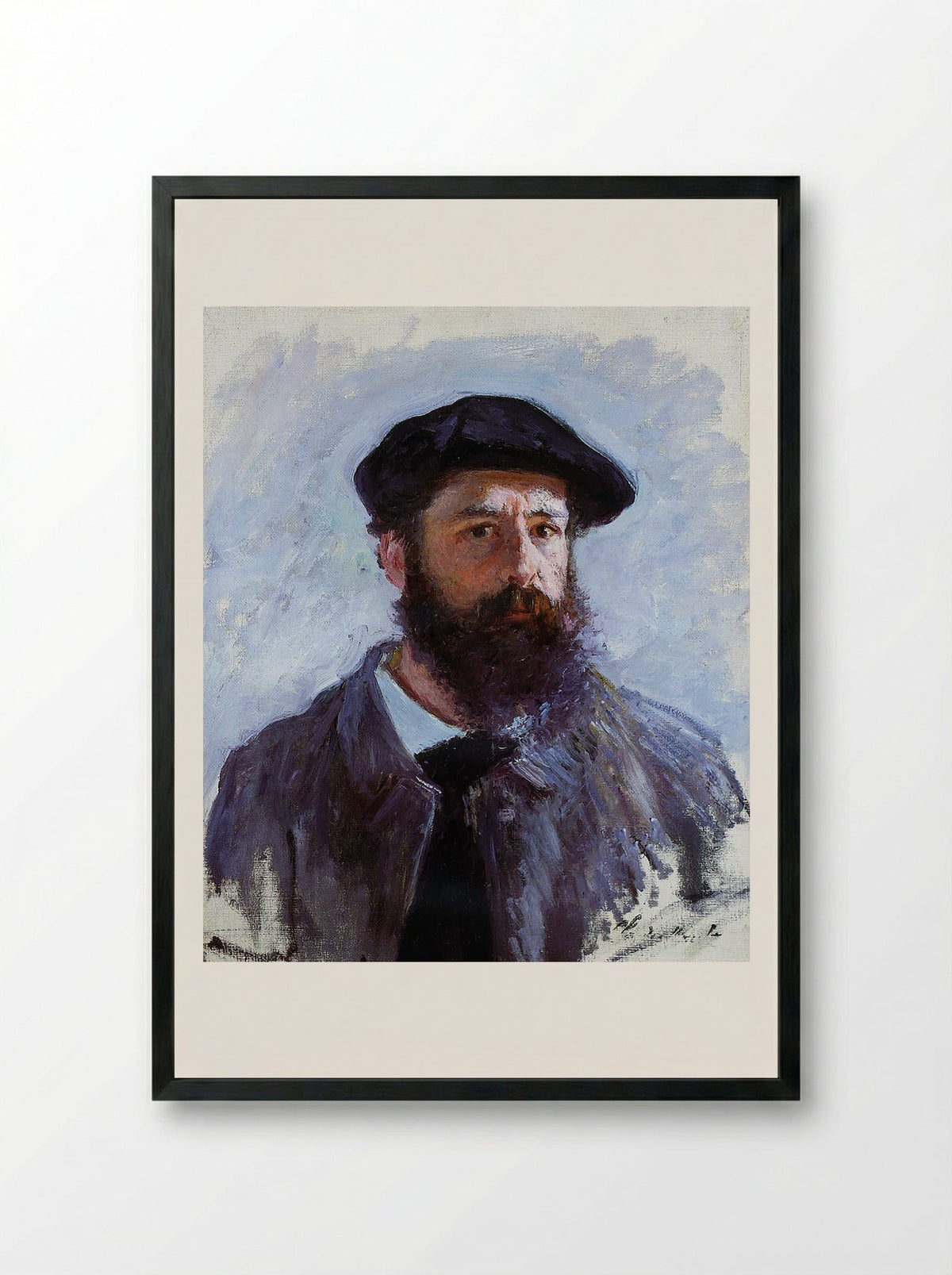 Self-Portrait with a Beret - Claude Monet - Framed Print Black