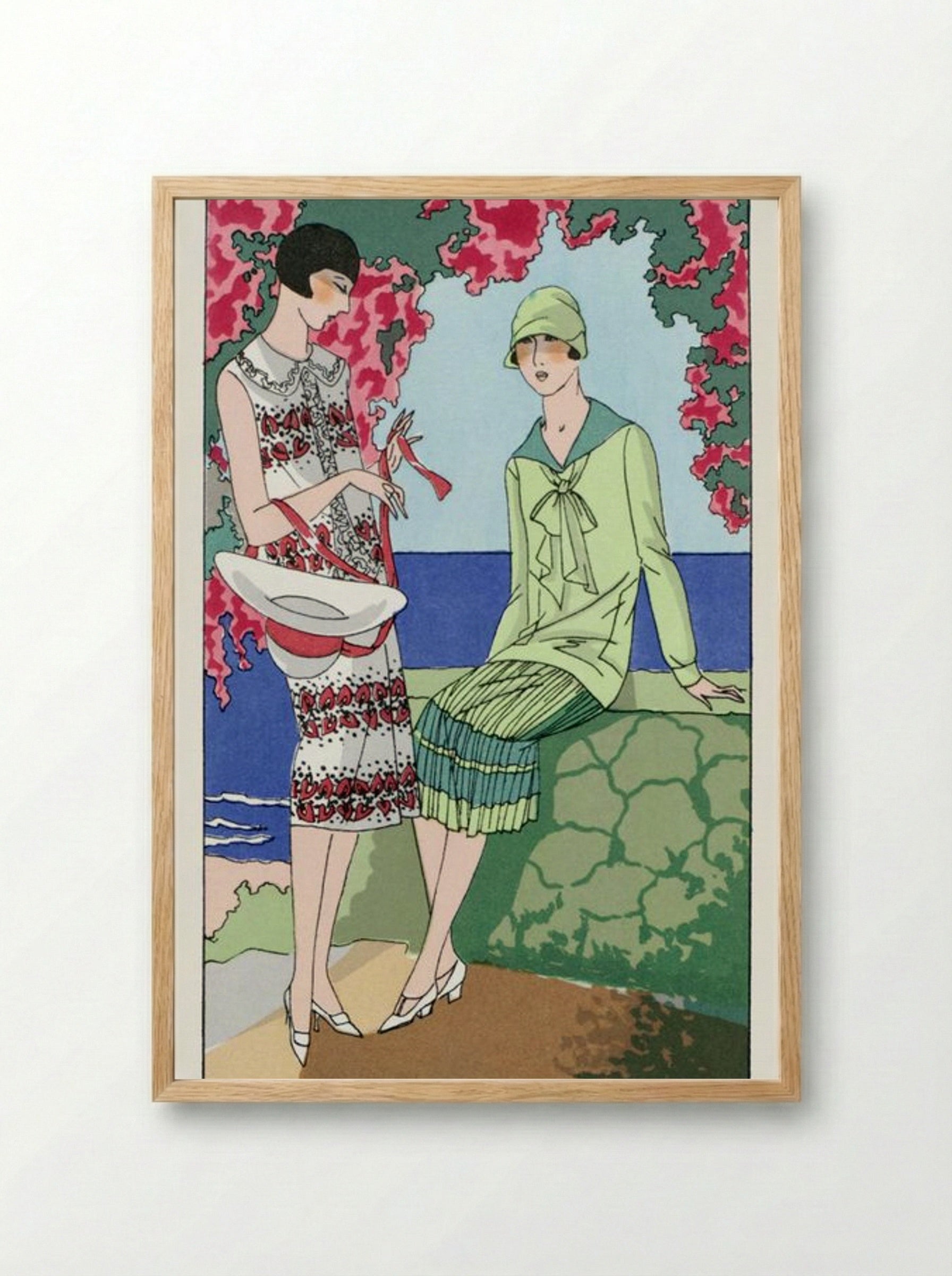 Two Women in Summer Dresses - Martial et Armand and Lucien Lelong - Framed Print Wood