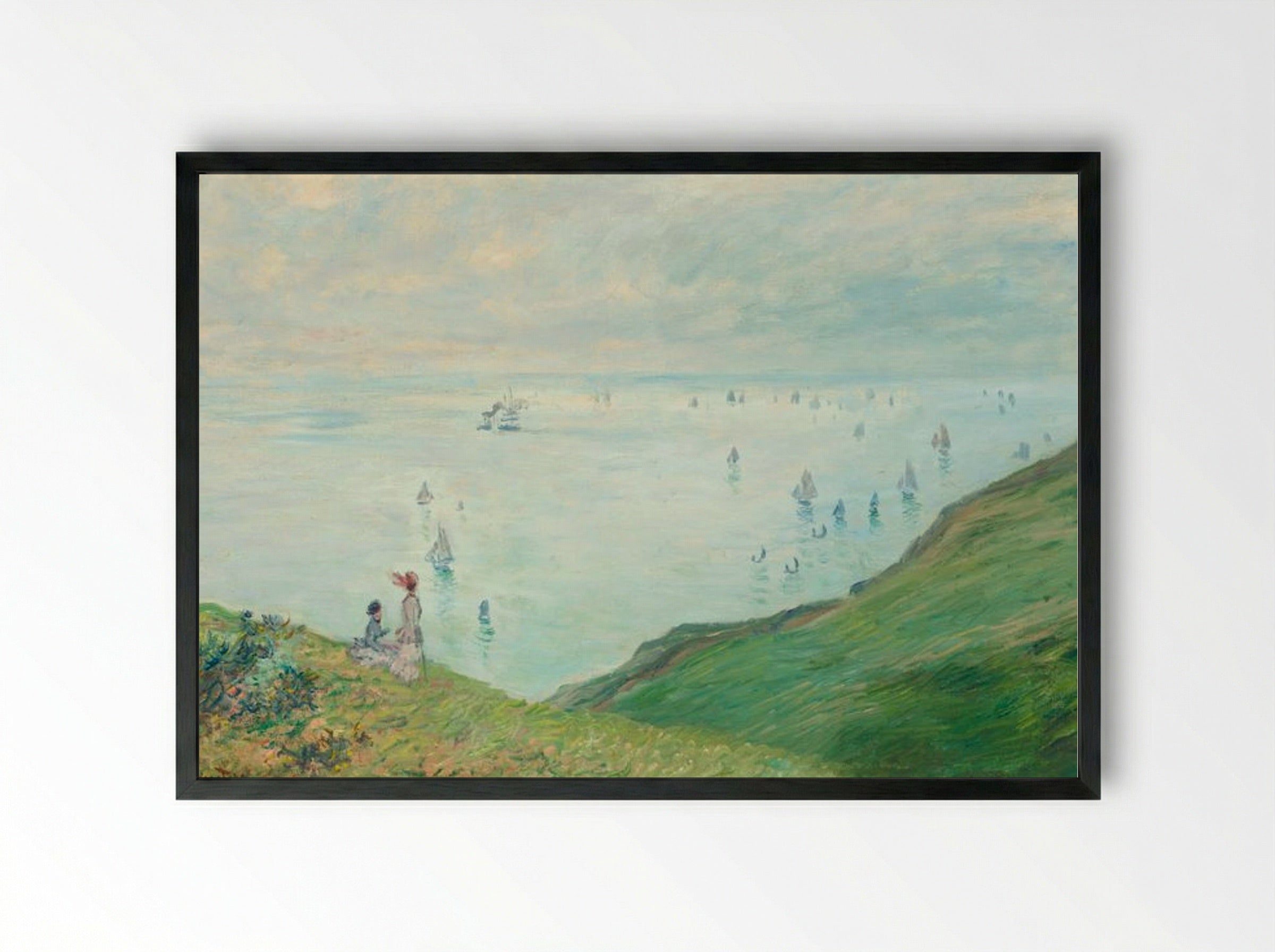 Cliffs at Pourville - Claude Monet - Framed Print Black