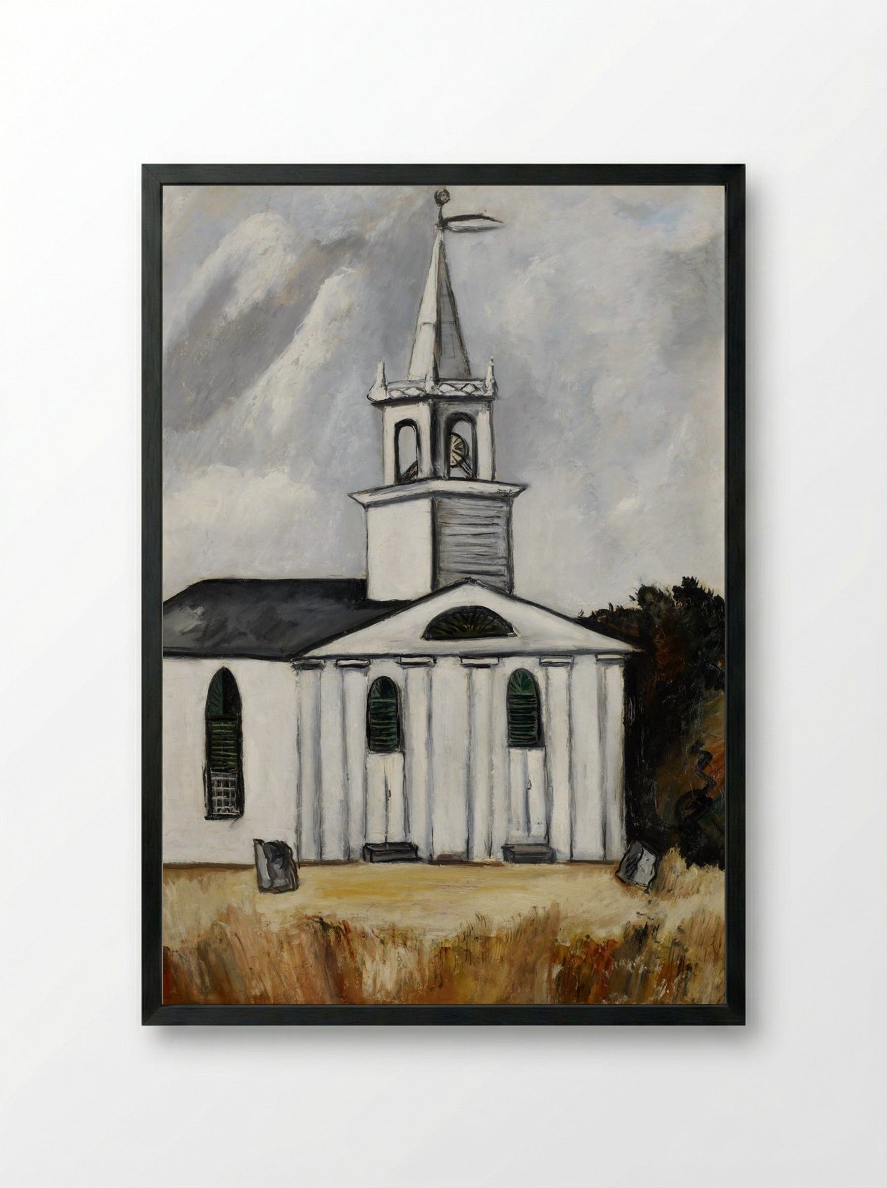 Church at Head Tide - Marsden Hartley - Framed Print Black