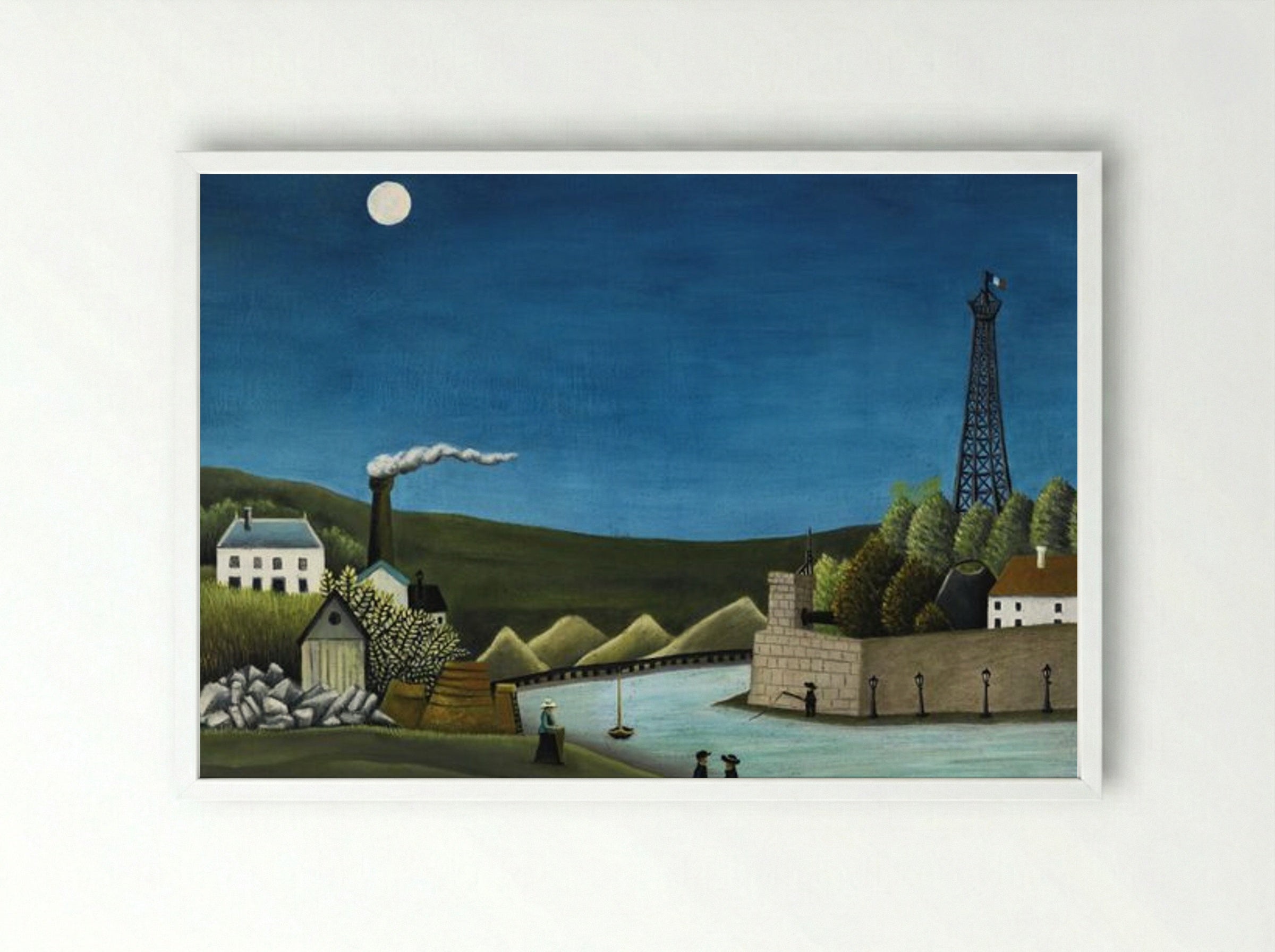 La Seine à Suresnes - Henri Rousseau - Framed Print White
