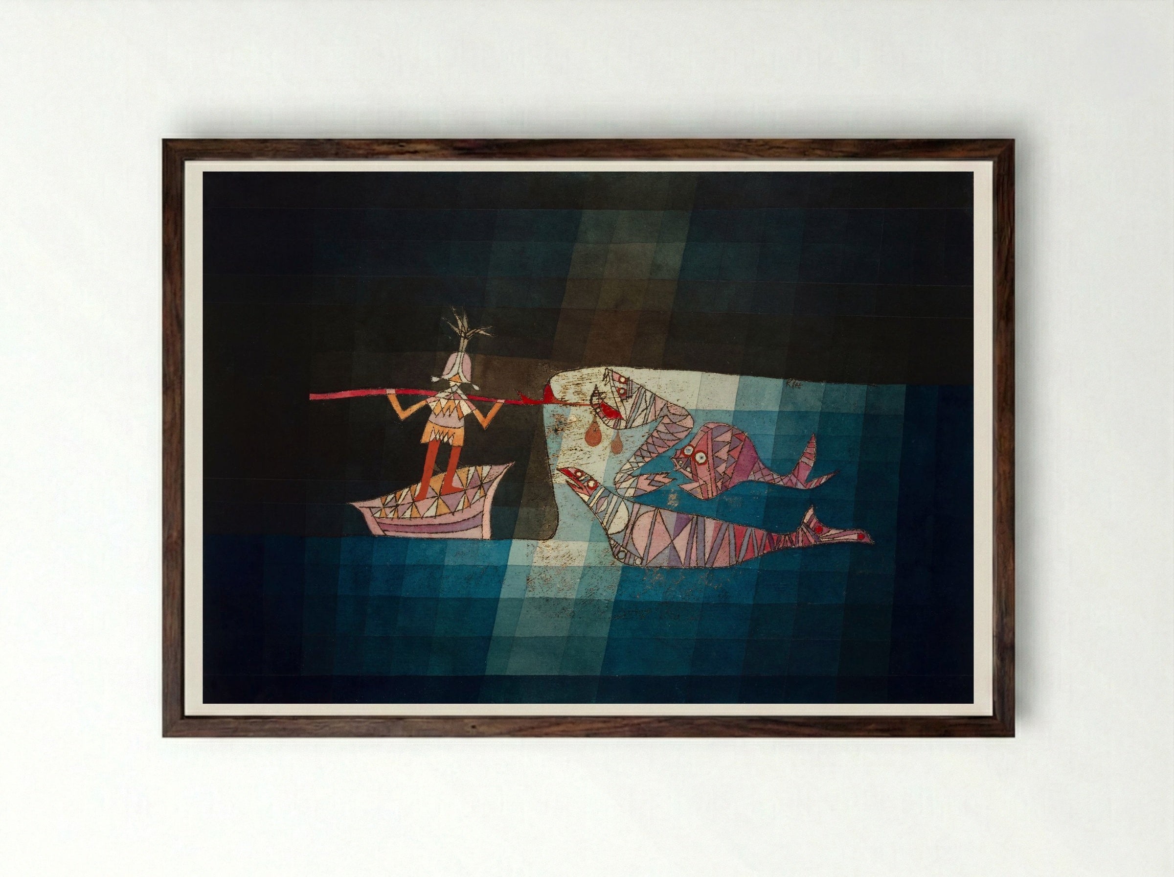 Battle Scene from 'The Seafarers' - Paul Klee - Framed Print Dark Wood